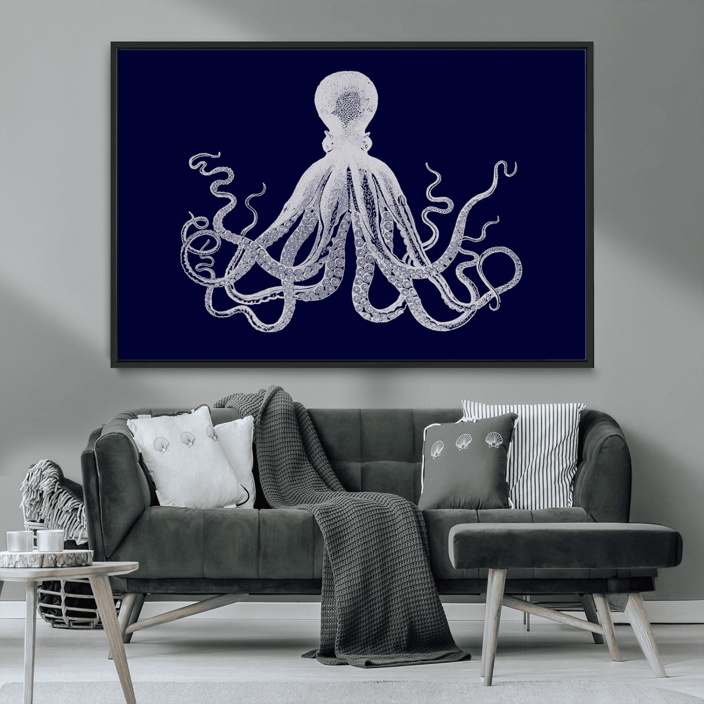 MGV-FC-36X24 - Blue Octopus Wall Art Canvas Print