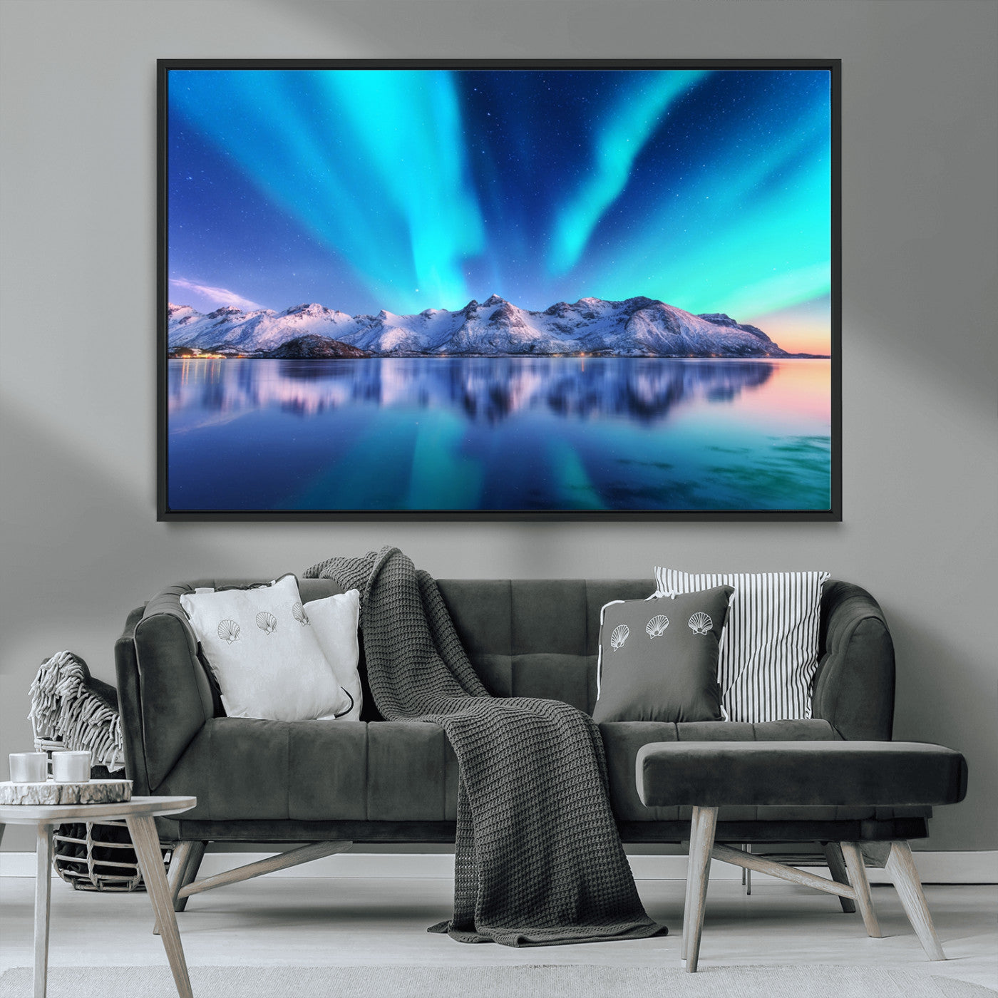 MGV-FC-36X24 - Northern Lights above Mountain Wall Art, Northern Lights Wall Art Canvas Print