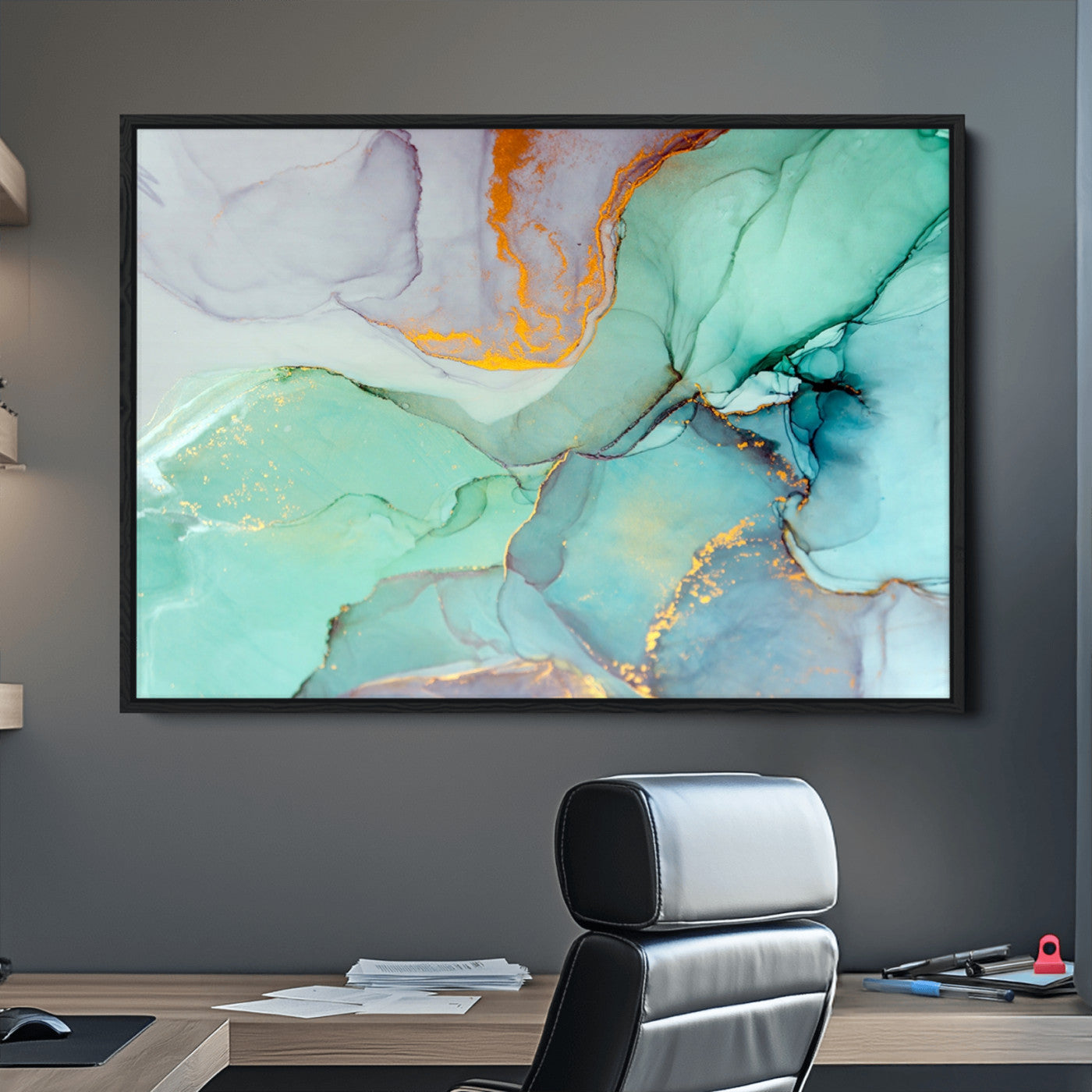 36934-MGV-CV-36X24-Colorful Marble Fluid Effect Canvas Wall Art Print