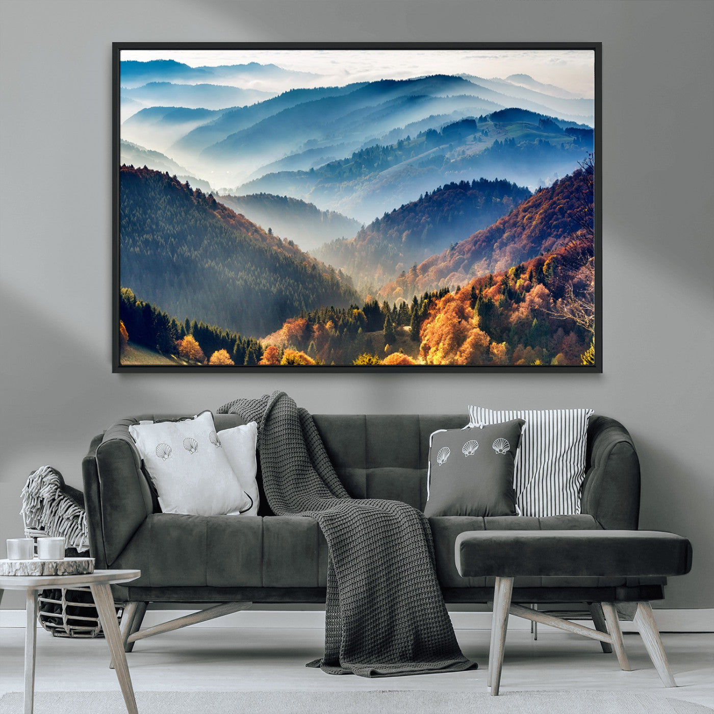 MGV-FC-36X24 - Mountains Forest Autumn Wall Art Canvas Print