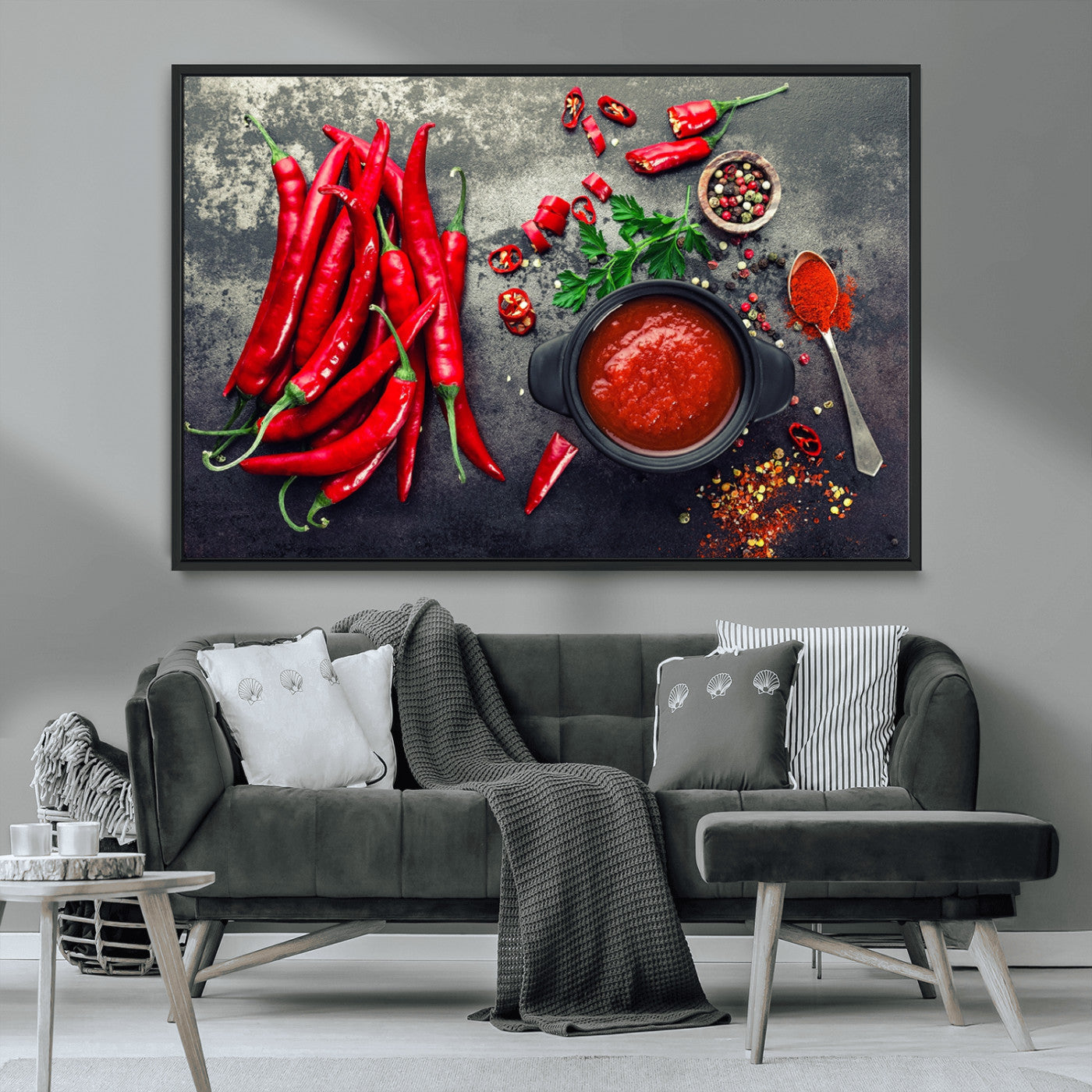 MGV-FC-36X24 - Red Chili Peppers Wall Art Kitchen Artwork Canvas Print