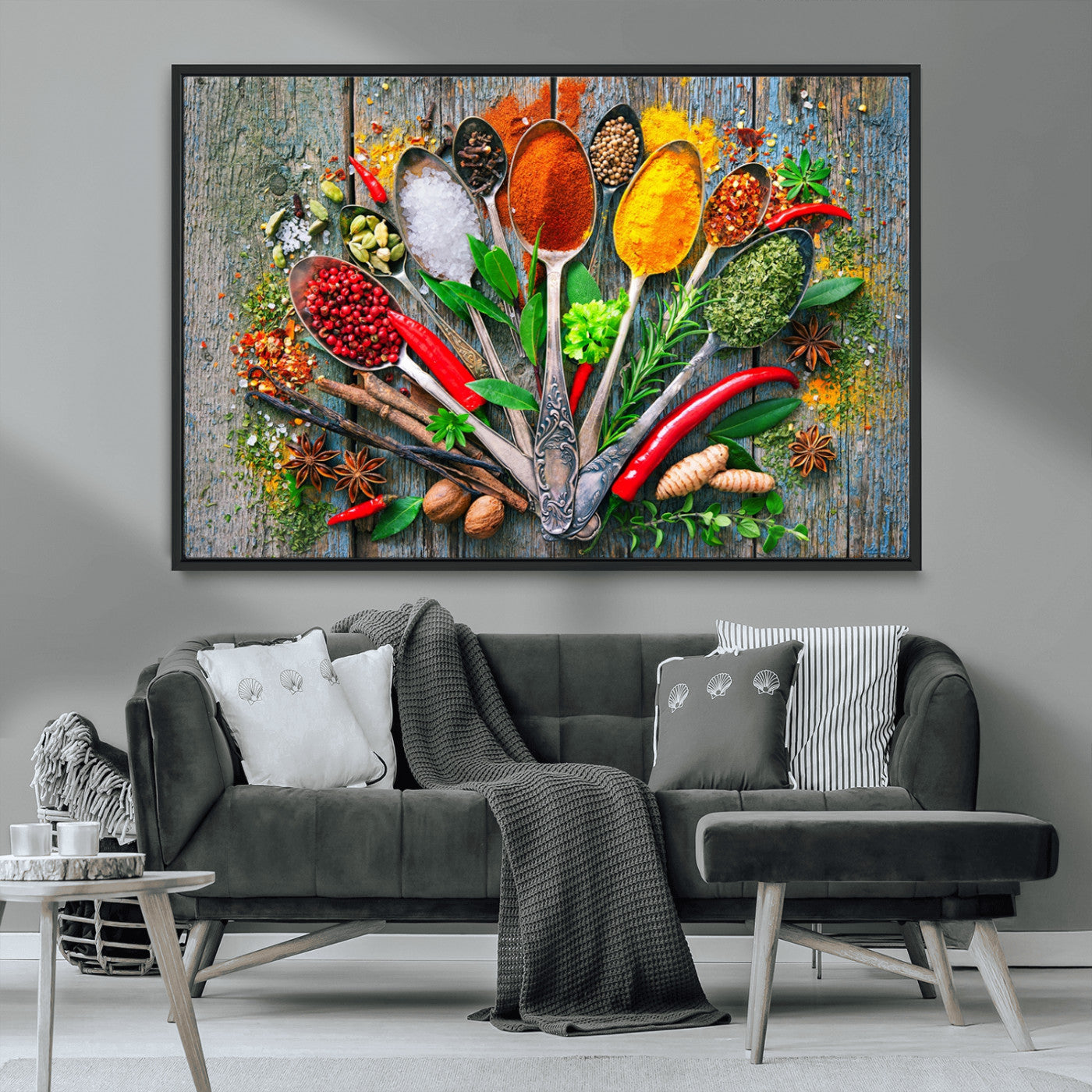 MGV-FC-36X24 - Kitchen Wall Art Print - Spoonful of Spices Cooking Wall Art Canvas Print - Vibrant Kitchen Decor
