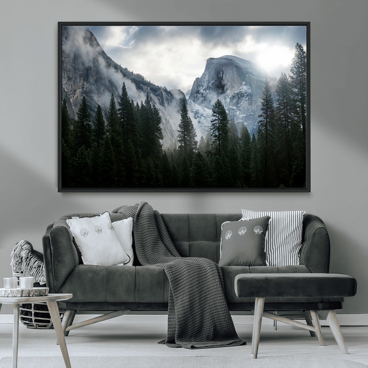 MGV-FC-36X24 - Yosemite National Park El Capitan Foggy Mountain Wall Art | Large Canvas Print for Living Room,