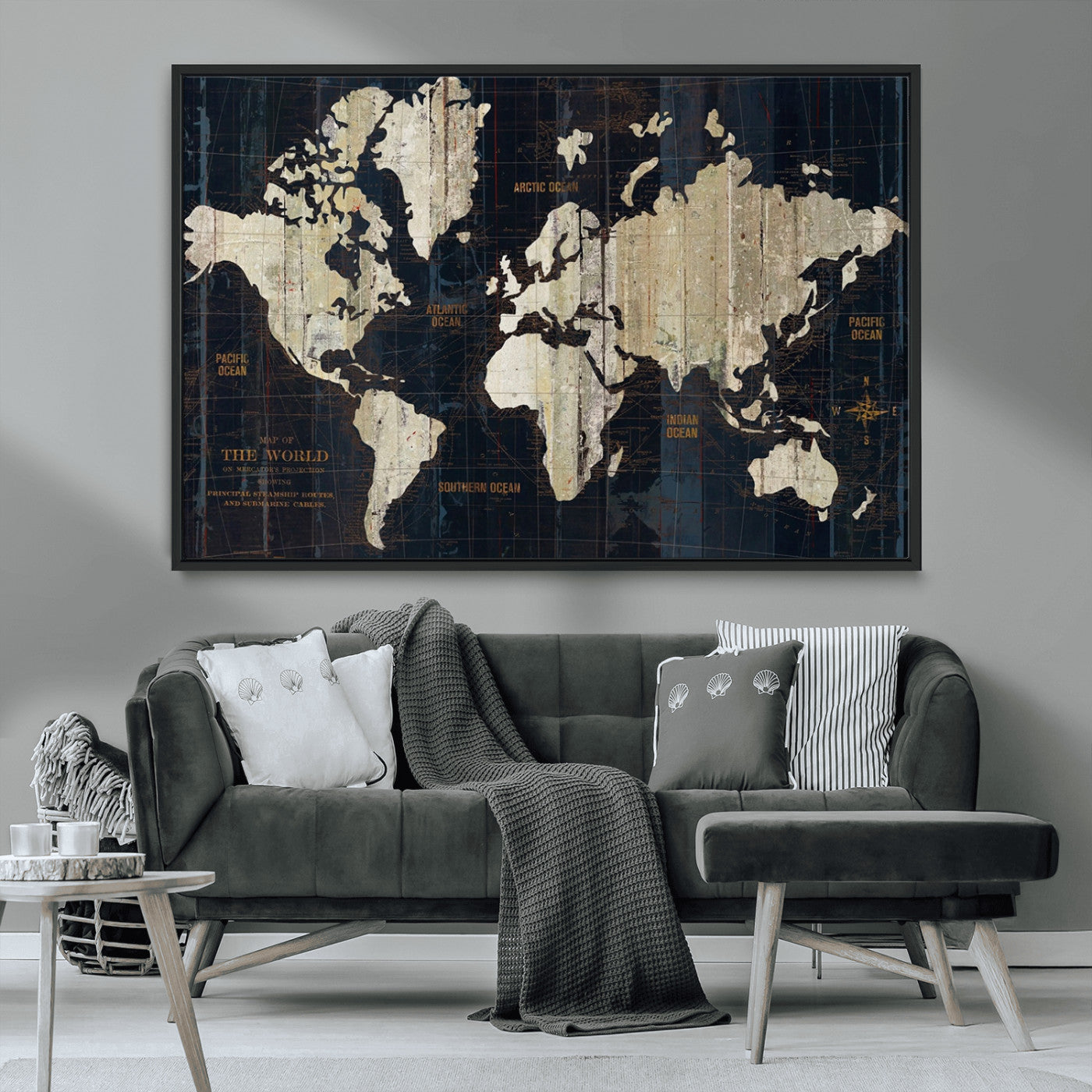 MGV-FC-36X24 - Push Pin World Map Canvas Print – Framed Wall Art for Couples to Track Their Travels – Anniversary