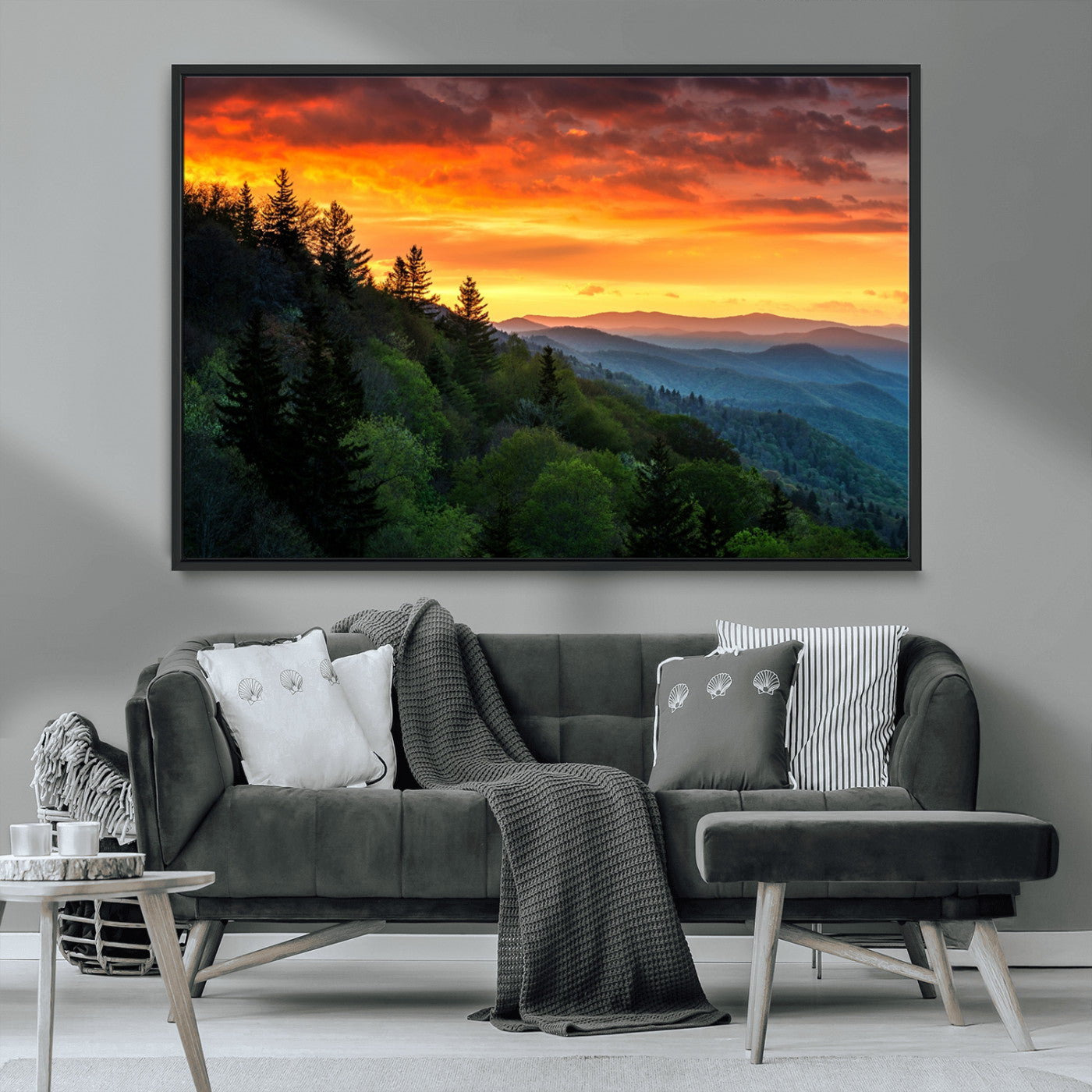 MGV-FC-36X24 - Forest Landscape Wall Art Sunset Canvas, Forest Sunset Canvas Print