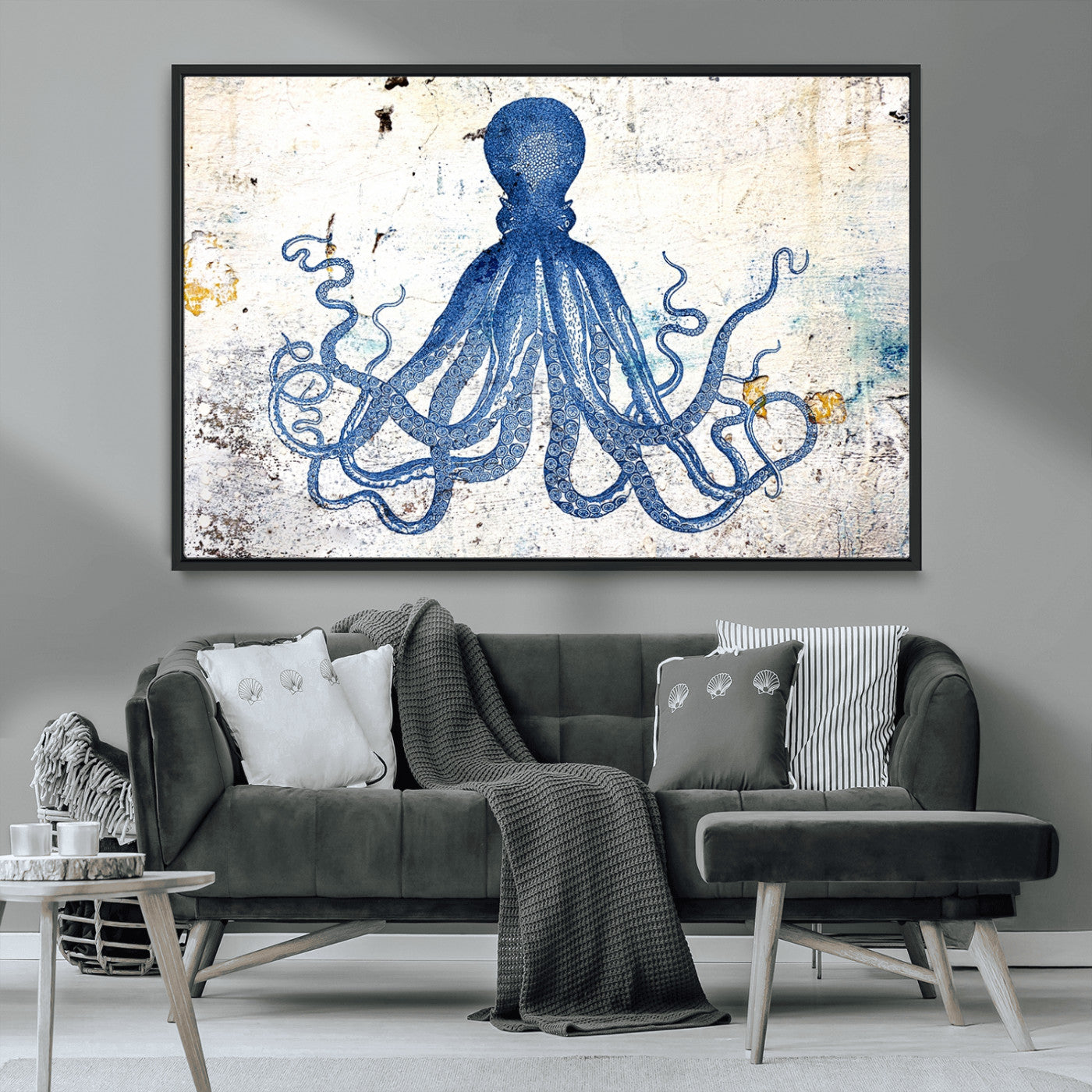 MGV-FC-36X24 - Octopus Canvas Wall Art | Coastal Marine Life Artwork for Living Room, Bedroom, or Office |