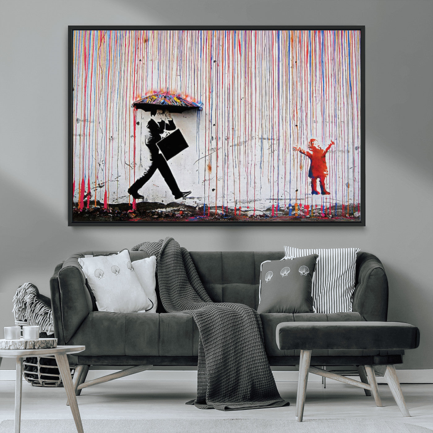 MGV-FC-36X24 - Banksy Wall Art Canvas Print, Framed Graffiti Art Picture Print, Banksy Urban Graffiti Perfect Modern Decor Artwork