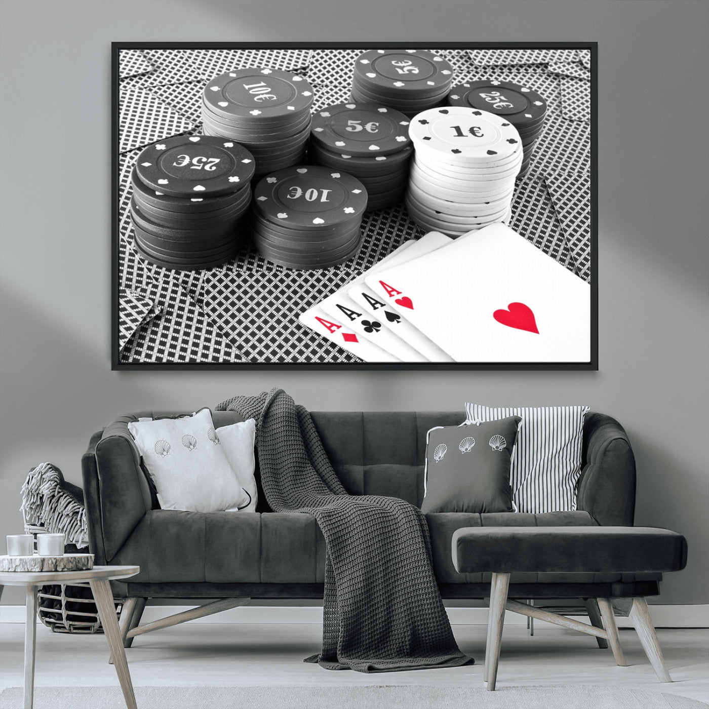 MGV-FC-36X24 - Poker Game Cards Wall Art Canvas, Multi Panel Wall Art Canvas Print