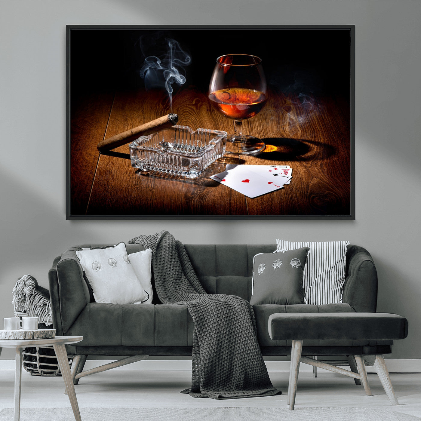 MGV-FC-36X24 - Whiskey Cigar Wall Art Canvas Print Kitchen Wall