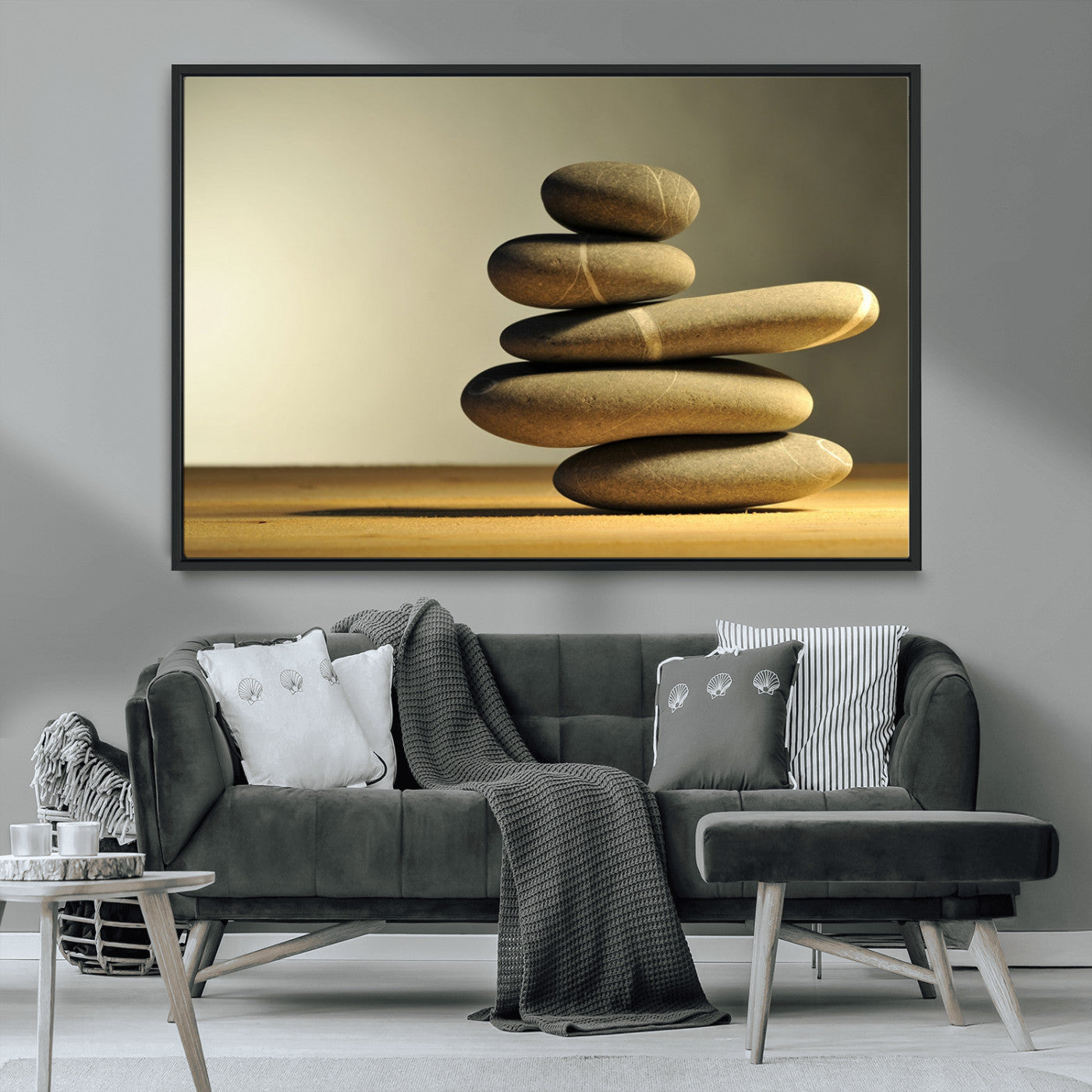 MGV-FC-36X24 - Fluvial Zen Stones Canvas Wall Art Print