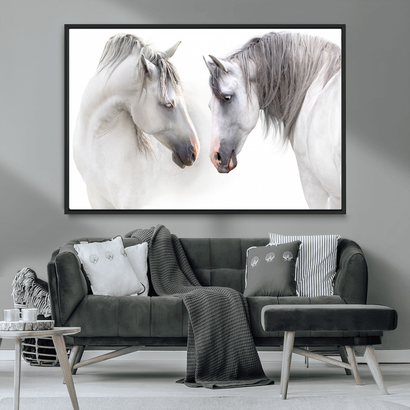 MGV-FC-36X24 - White Horse Wall Art Animal Canvas Print