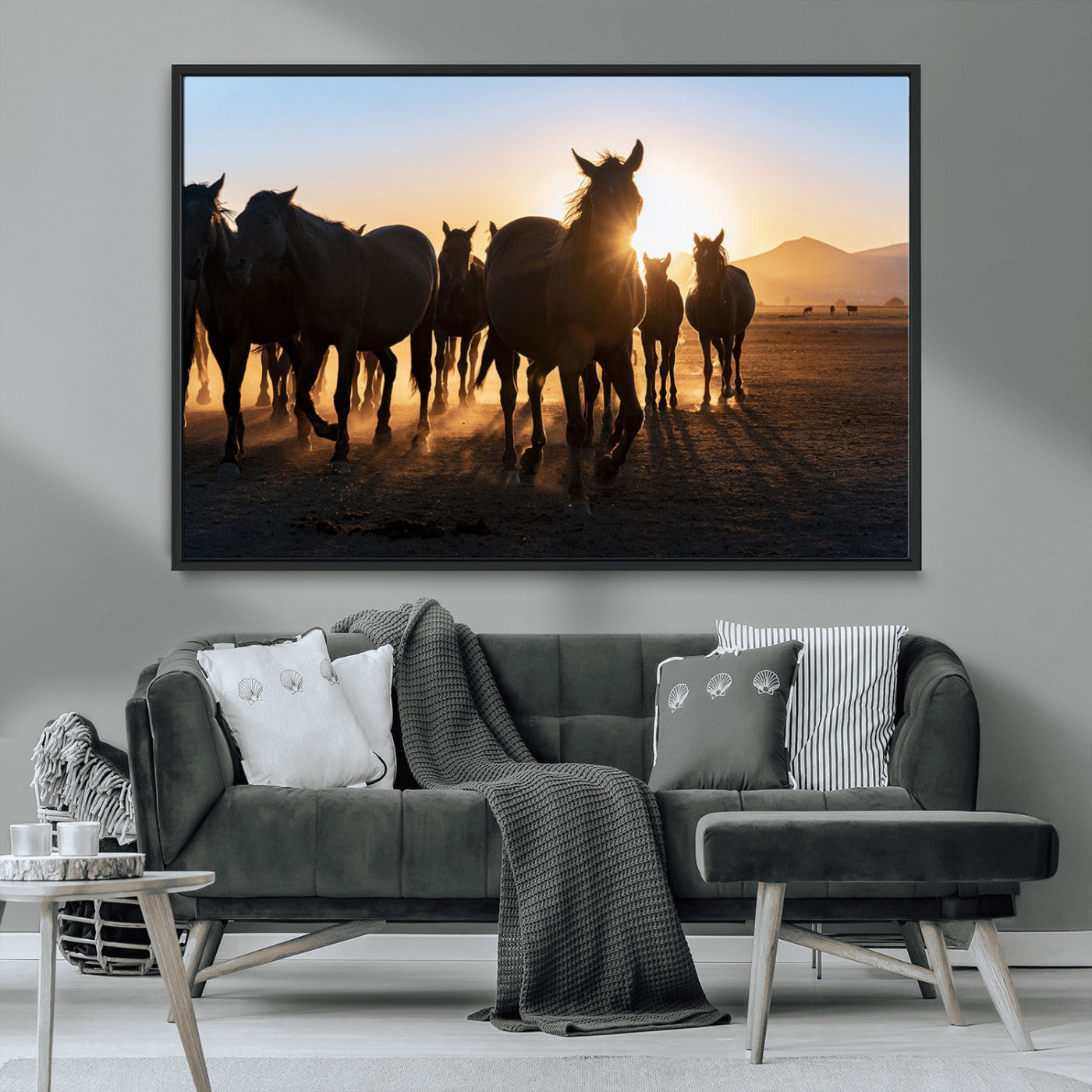 MGV-FC-36X24 - Horse Herd Wall Art Animal Canvas Print
