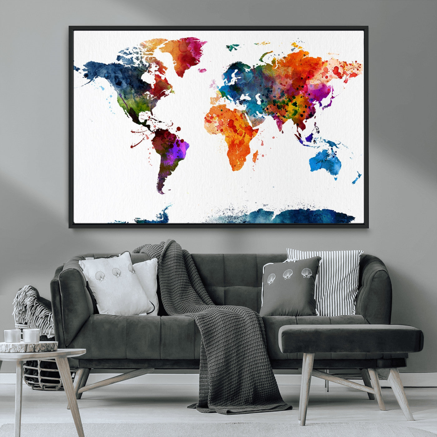 MGV-FC-36X24 - Push Pin World Map Canvas Print – Framed Wall Art for Couples to Track Their Travels – Anniversary