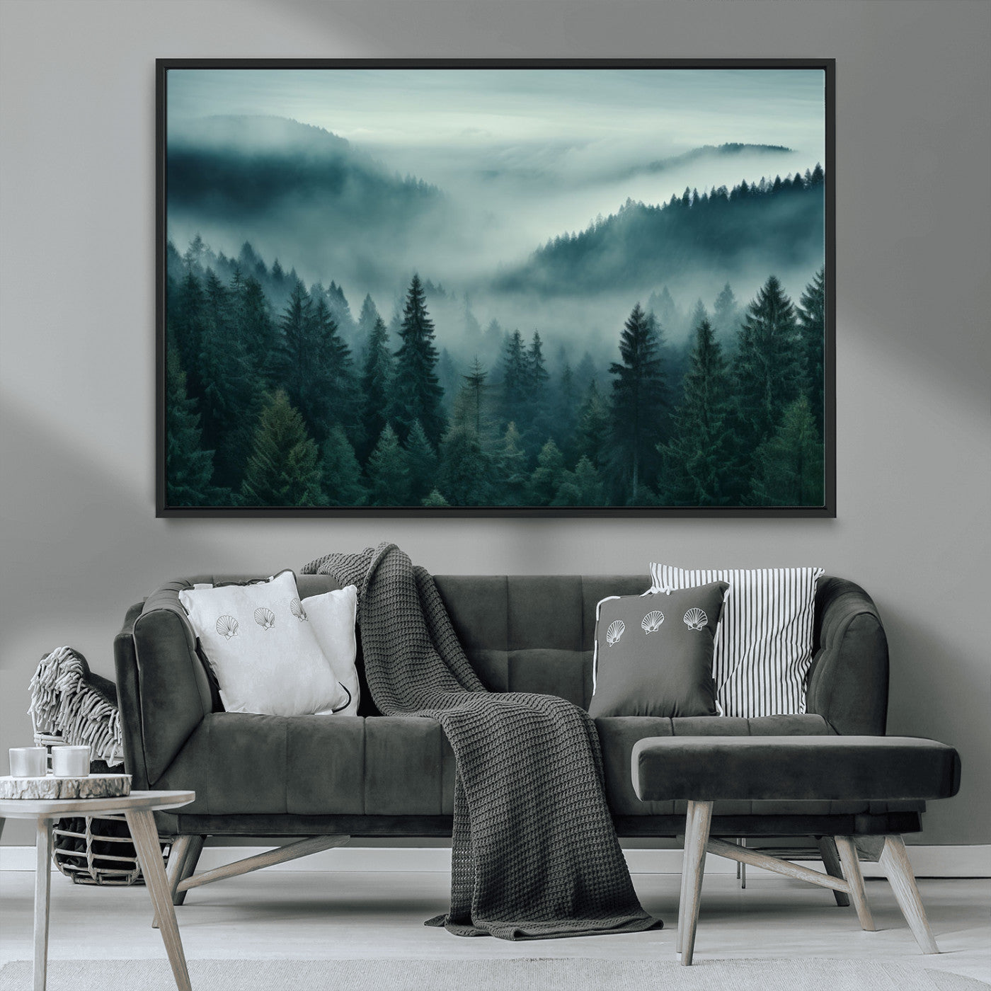 MGV-FC-36X24 - Captivating Misty Foggy Forest Wall Art Premium Canvas Print