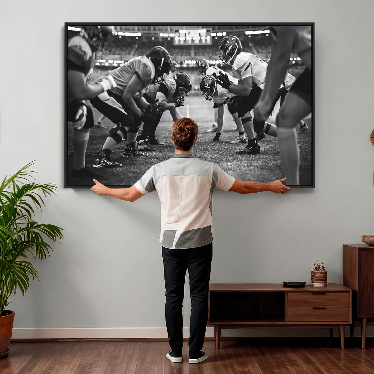 13273-MGV-CV-36X24 - American Football Wall Art Canvas Print Framed Stadium Sport