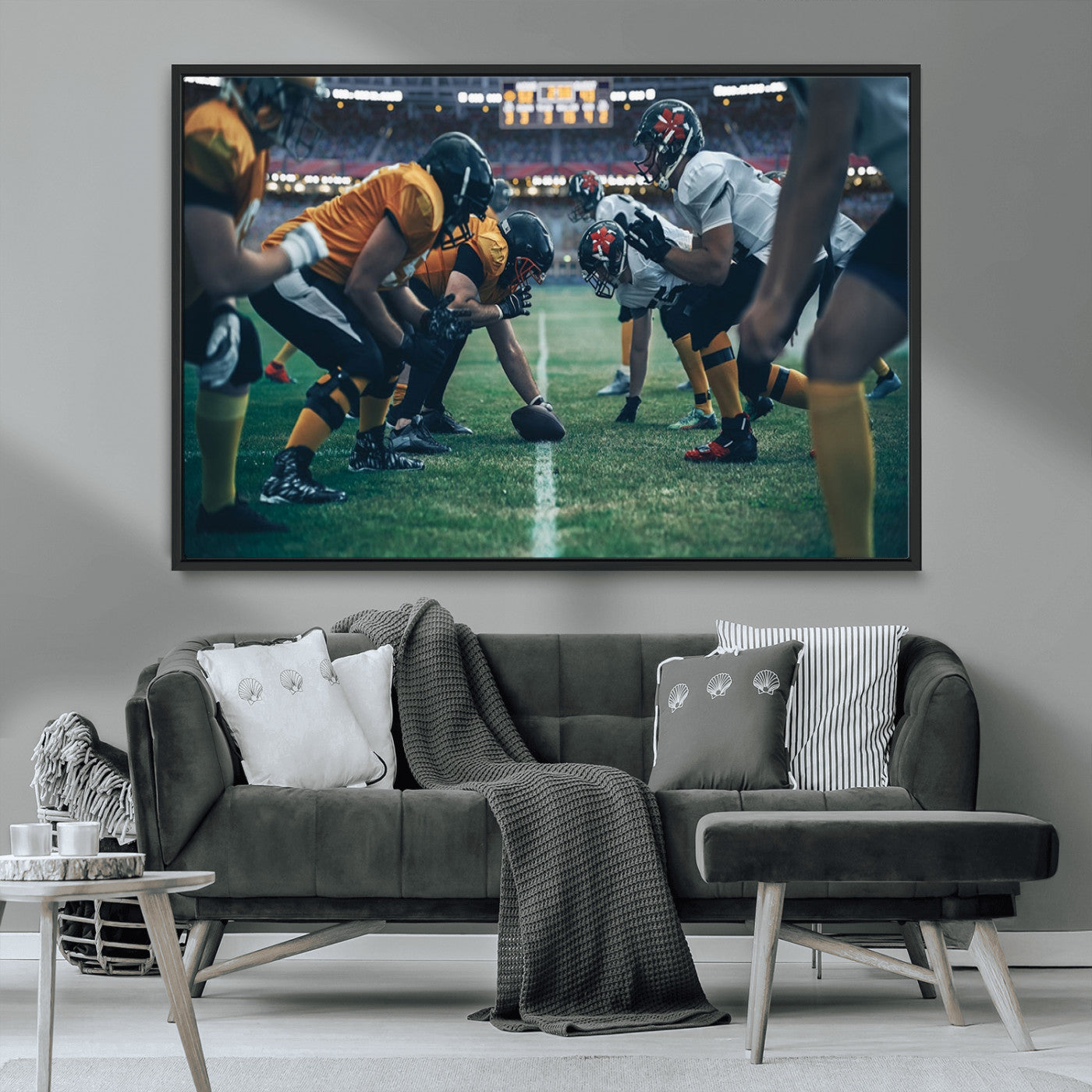 -American Football Playing Wall Art Canvas Print