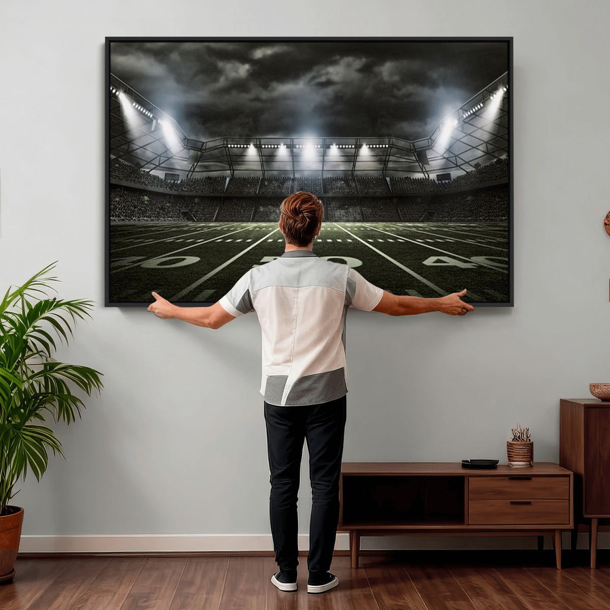 90107-MGV-CV-36X24 - American Football Stadium Wall Art Canvas Print, Stadium Sport Wall Art Print