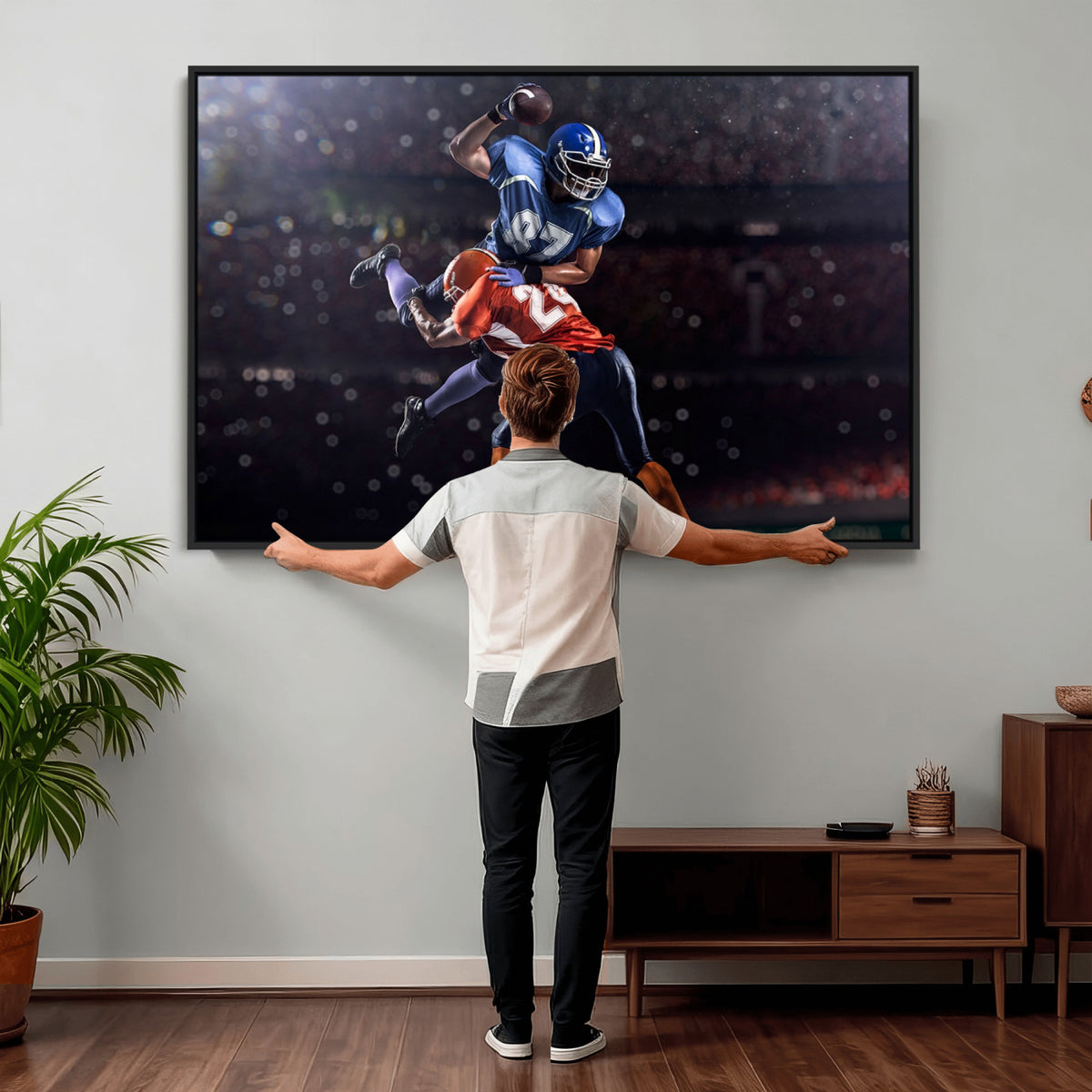76491-MGV-CV-36X24 - American Football Wall Art Canvas Print, Stadium Sport Wall Art Print