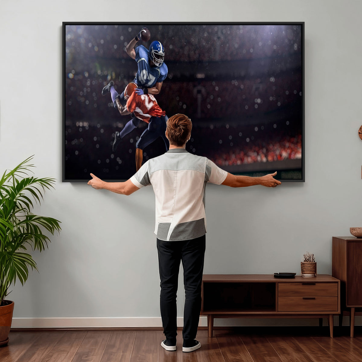 68009-MGV-CV-36X24 - American Football Wall Art Canvas Print, Stadium Sport Wall Art Print