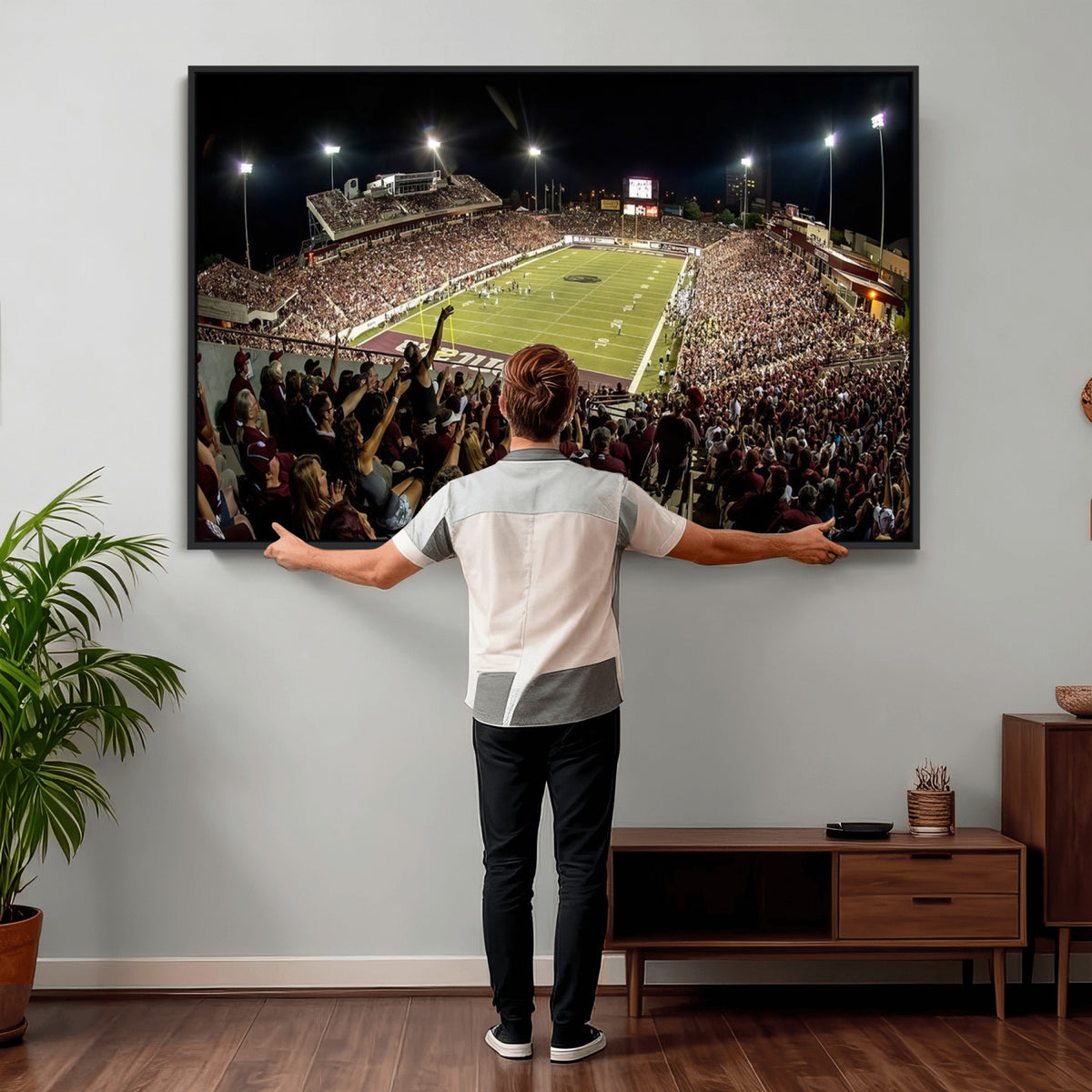 94126-MGV-CV-36X24 - Washington-Grizzly Stadium Canvas Wall Art | Exciting Game Night Atmosphere in Panoramic View