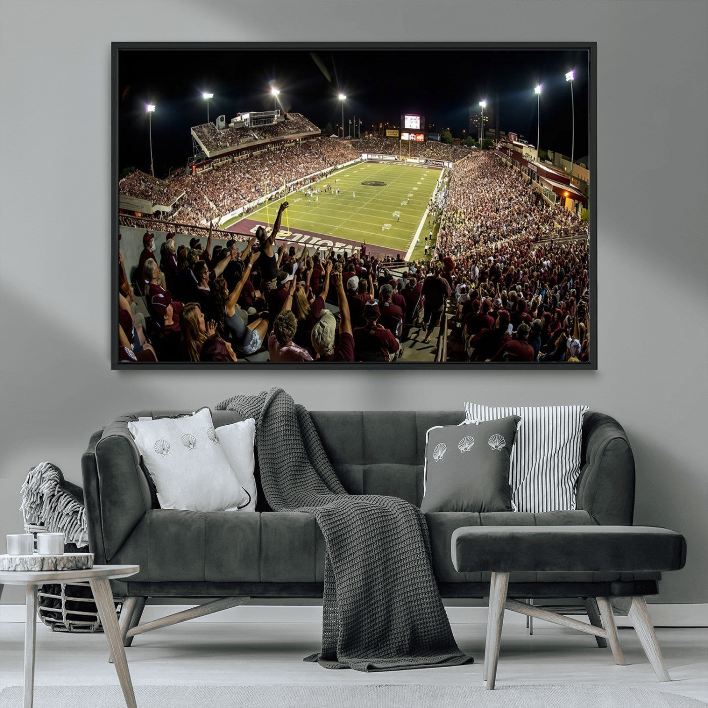-Washington-Grizzly Stadium Canvas Wall Art – Exciting Game Night Atmosphere Captured in Panoramic