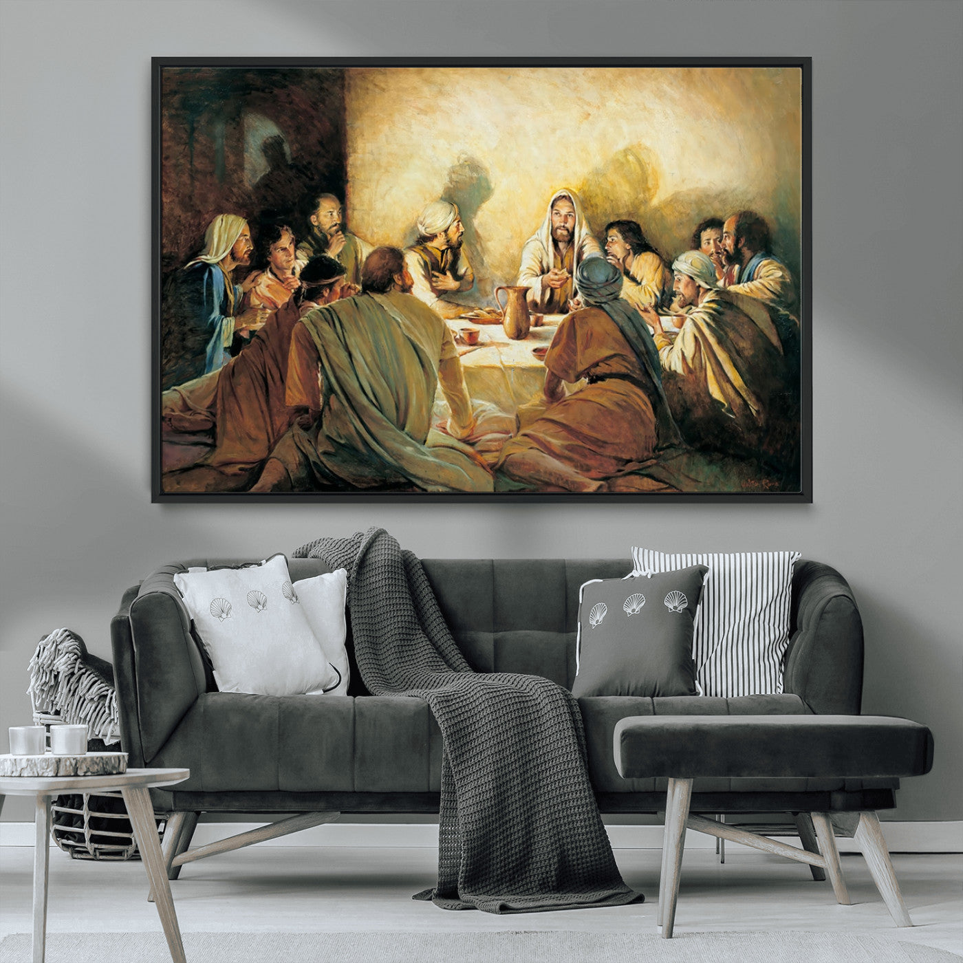 -Last Supper Wall Art Canvas Print, Framed Jesus Painting Art Picture Print, Moderne Bibel Perfect Traditional/Religious Decor Artwork