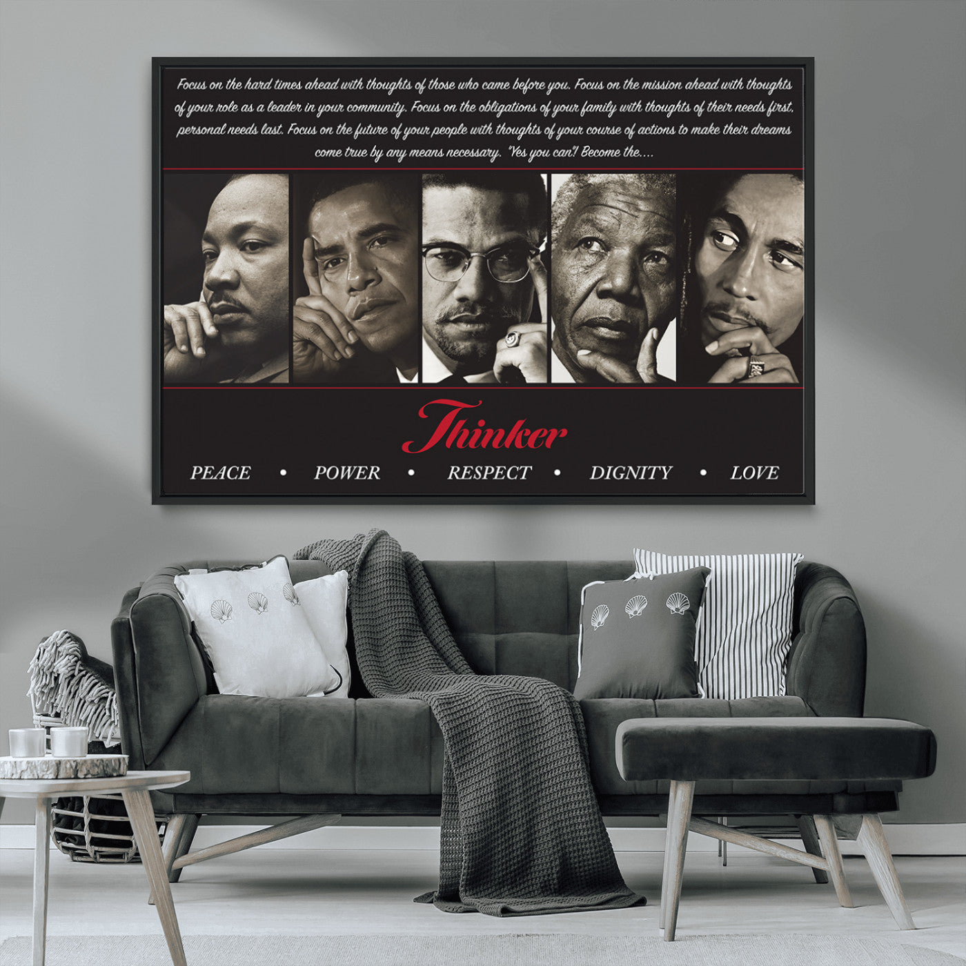 MGV-FC-36X24 - Thinkers of Wall Art Canvas Print - Inspirational Wall Art Featuring Icons of Peace, Power, and