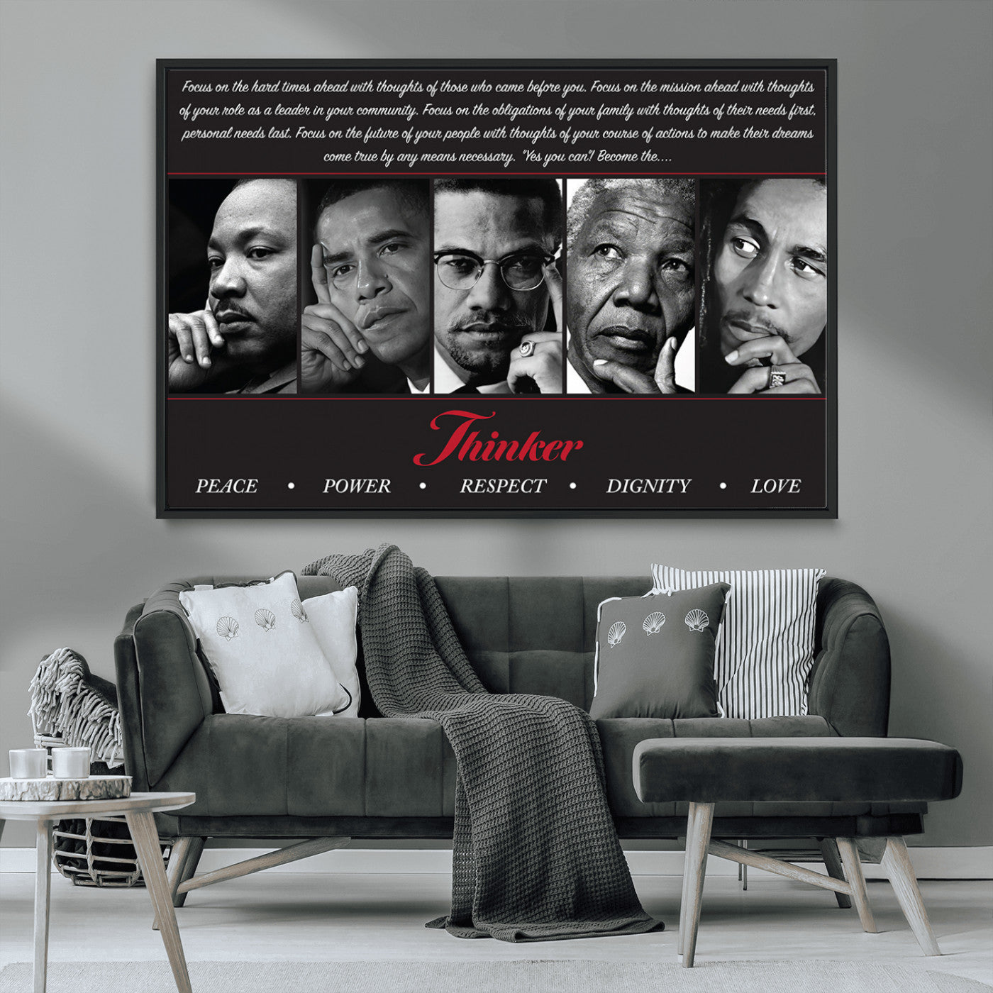 MGV-FC-36X24 - Thinker Peace Power Respect Dignity Wall Art | Thinkers of Changel Wall Art Featuring Icons of
