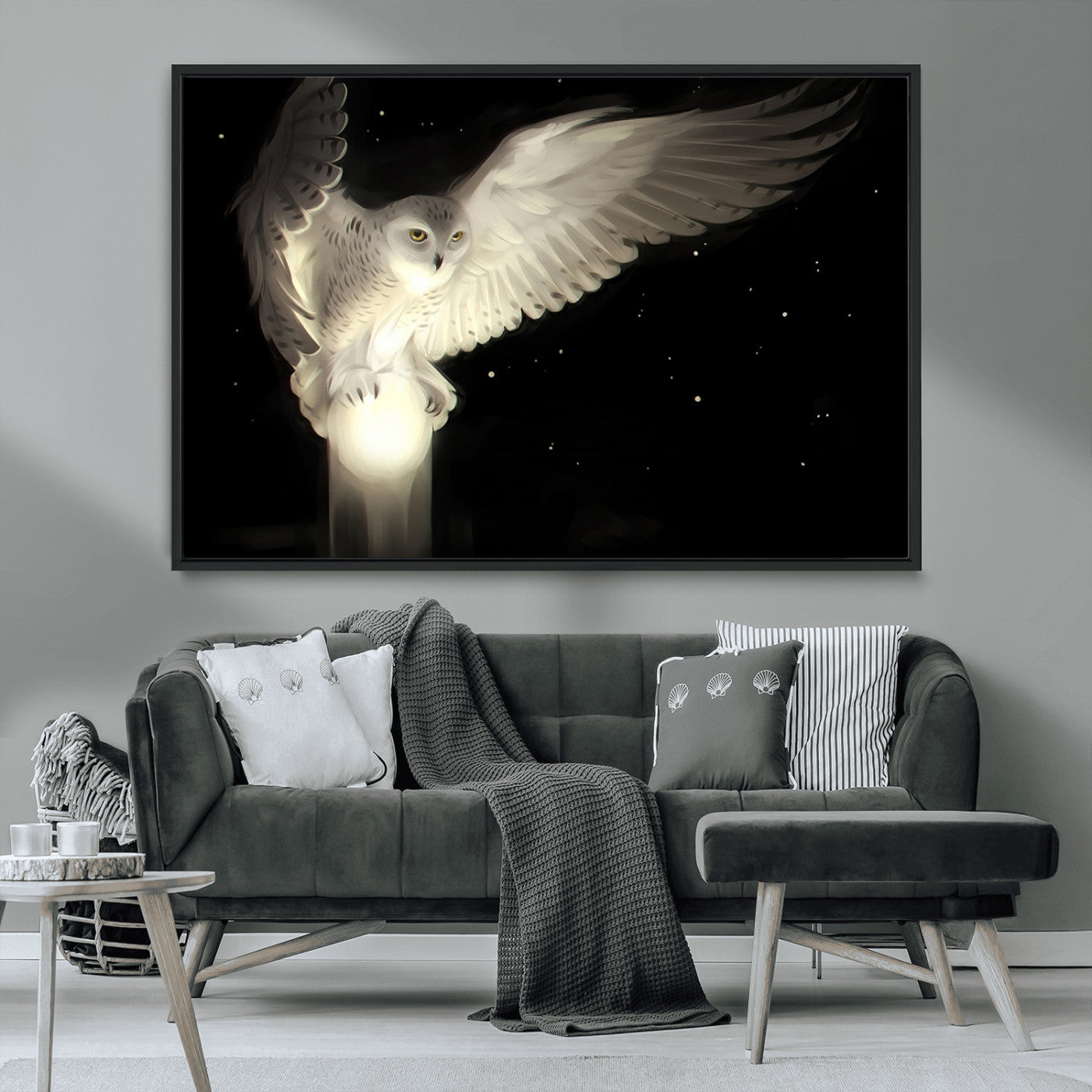 MGV-FC-36X24 - Night Owl Art -  Illuminating the Darkness – Unique Animal-Inspired Wall Art for Modern Decor |