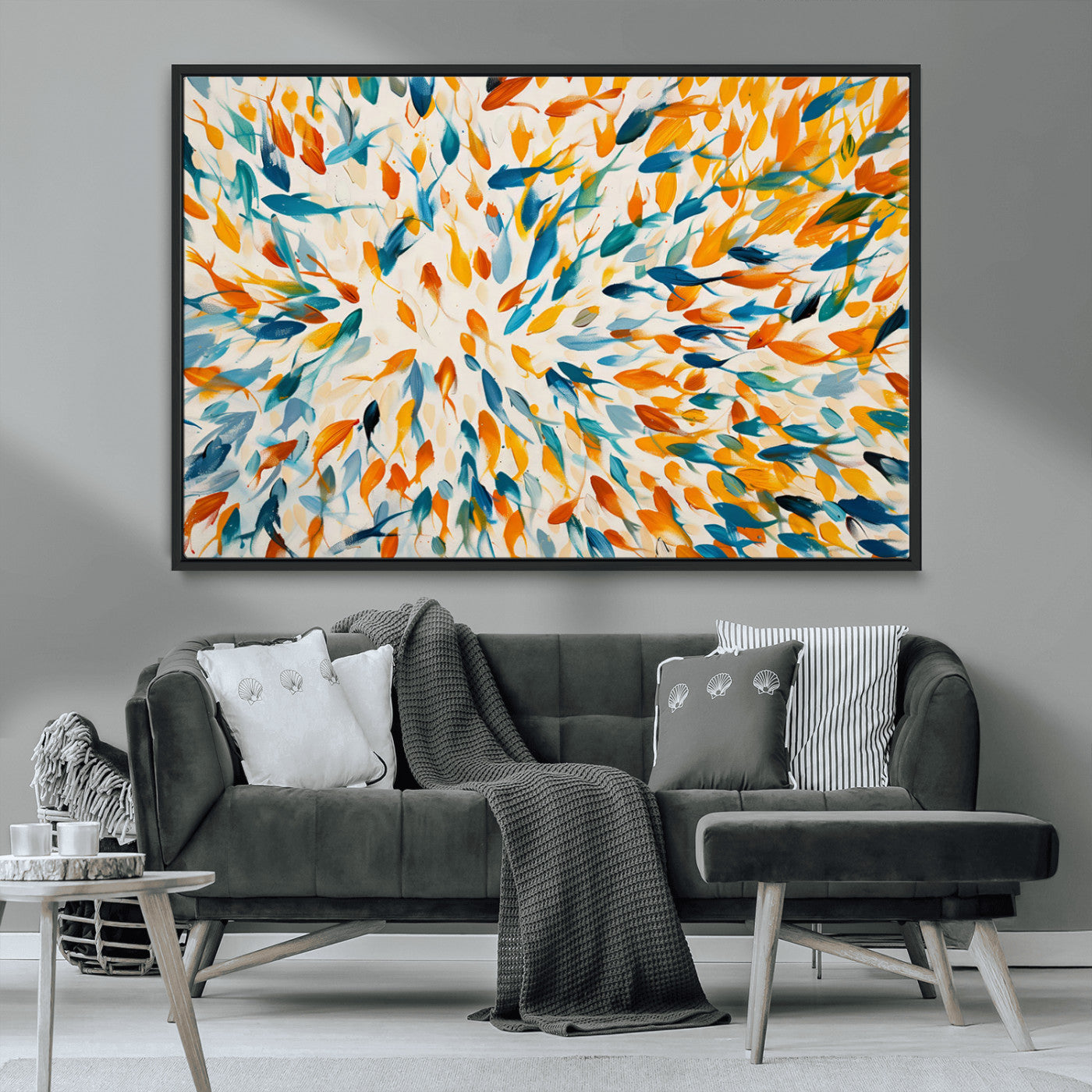 -Colorful Fish Wall Art Print – Abstract Ocean-Inspired Wall Art for Modern Spaces | Framed Canvas,