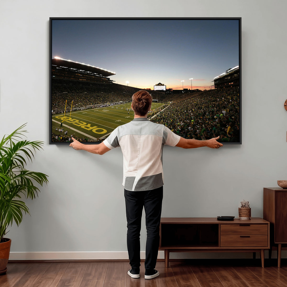 21429-MGV-CV-36X24 - Oregon Ducks Football Team Print - Eugene Autzen Stadium Wall Art Canvas Print