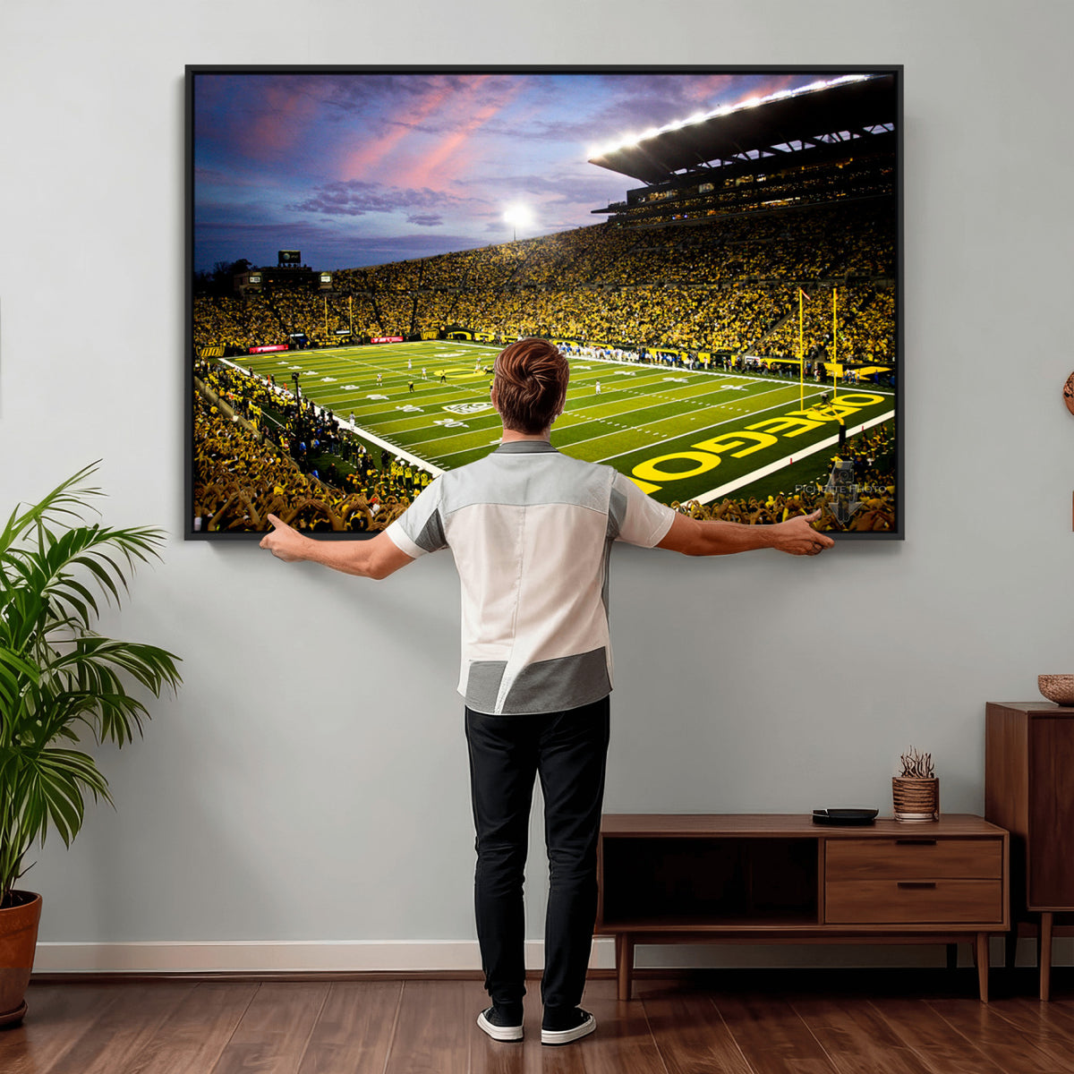 72017-MGV-CV-36X24 - University of Oregon Ducks Football Team Print, Eugene, Framed and Ready to Hang