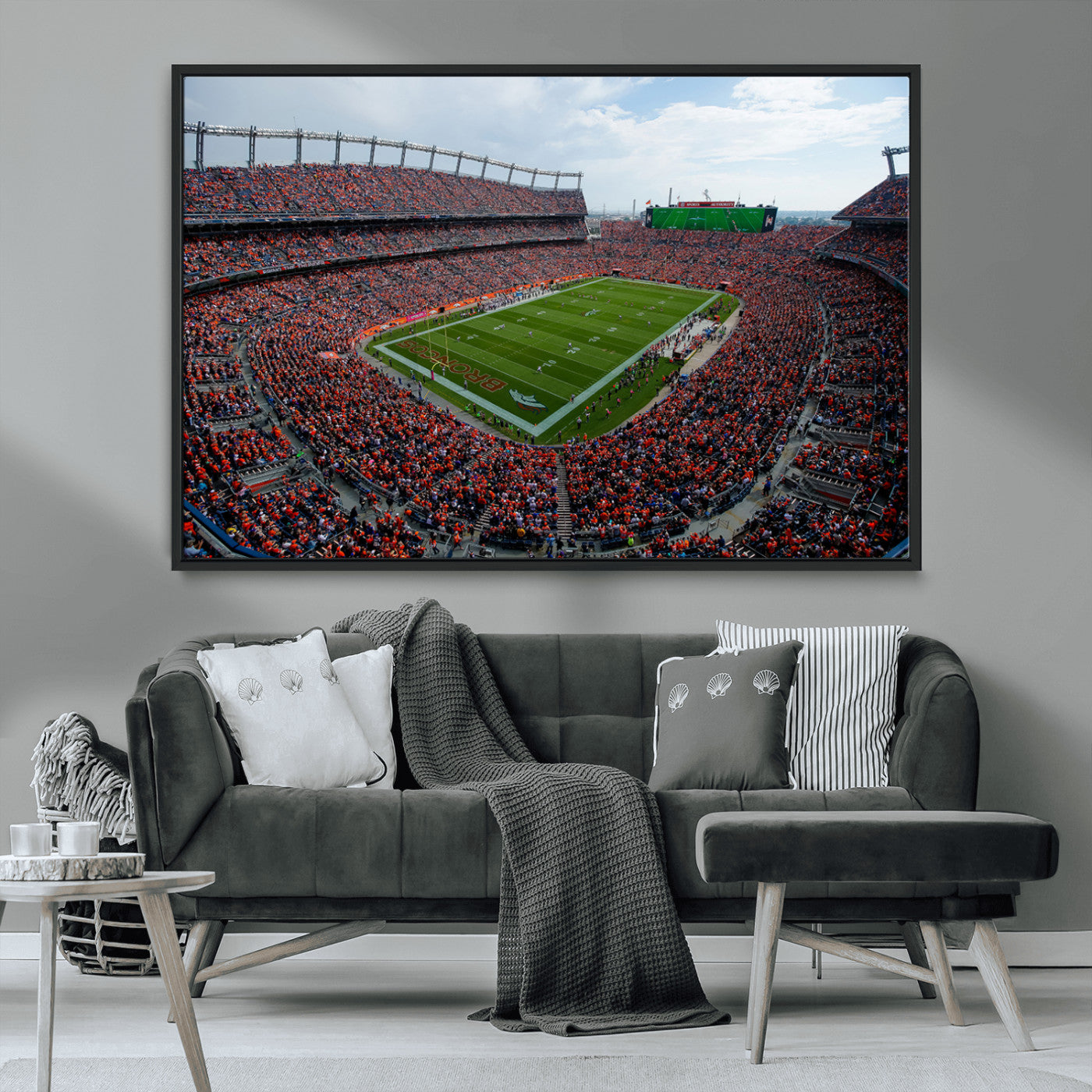 MGV-FC-36X24 - Denver Broncos Football Team Print - Empower Field Mile High Stadium Wall Art Canvas Print