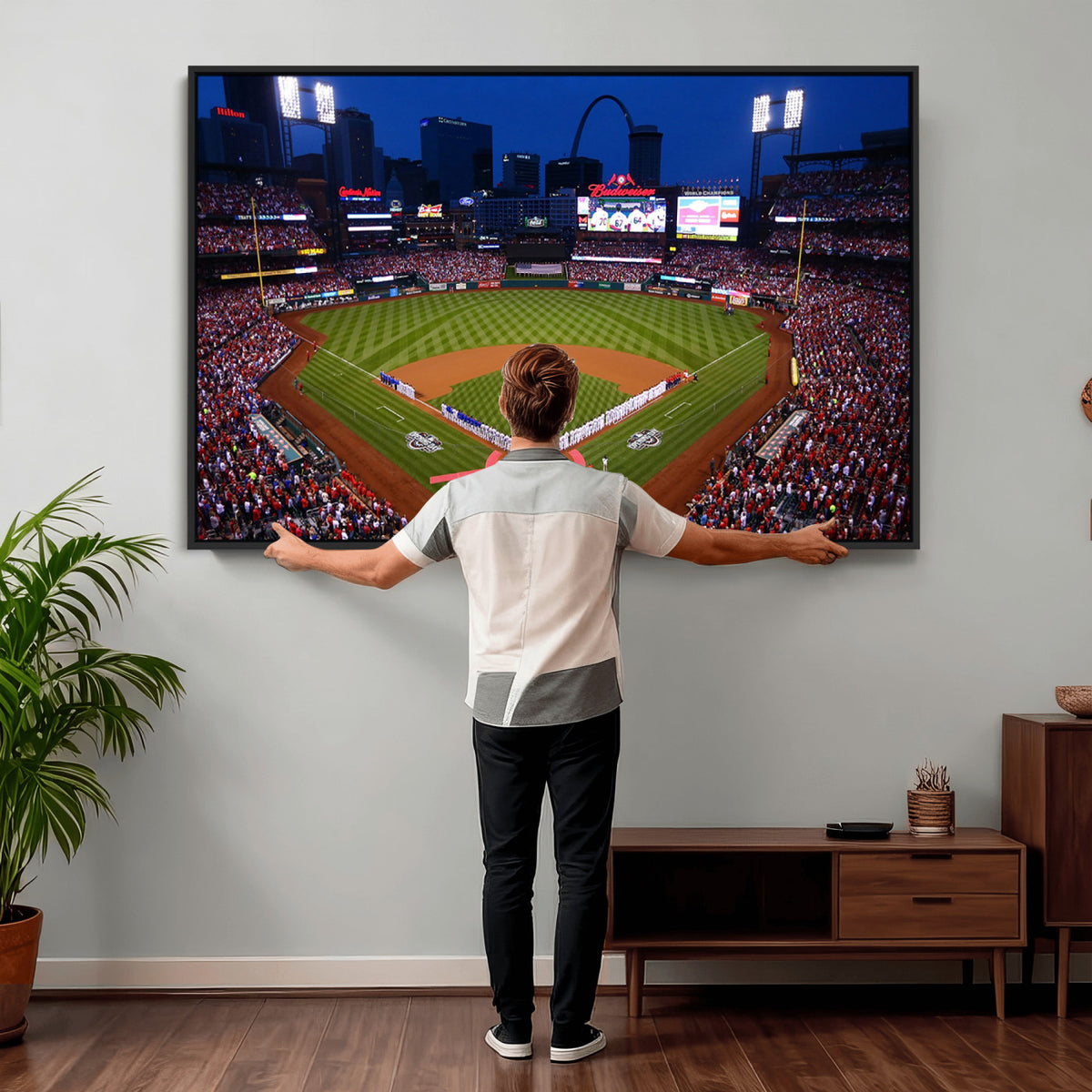 11925-MGV-CV-36X24 - St. Louis Cardinals Baseball Team Print, Busch Stadium Wall Art
