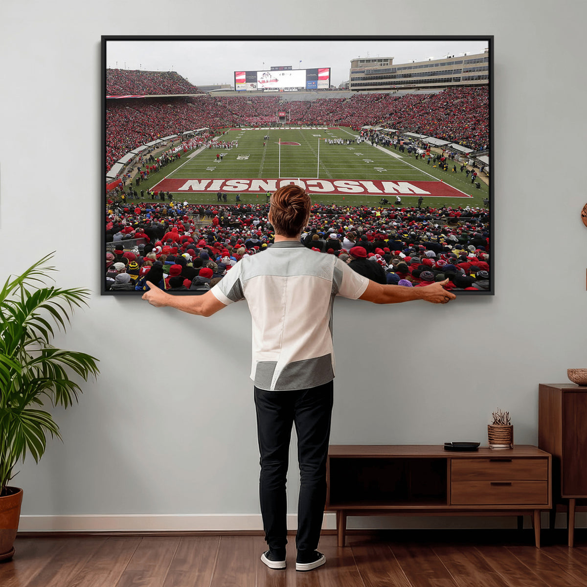 23461-MGV-CV-36X24 - Wisconsin Badgers Team Print Canvas, Madison Camp Randall Stadium Wall Art