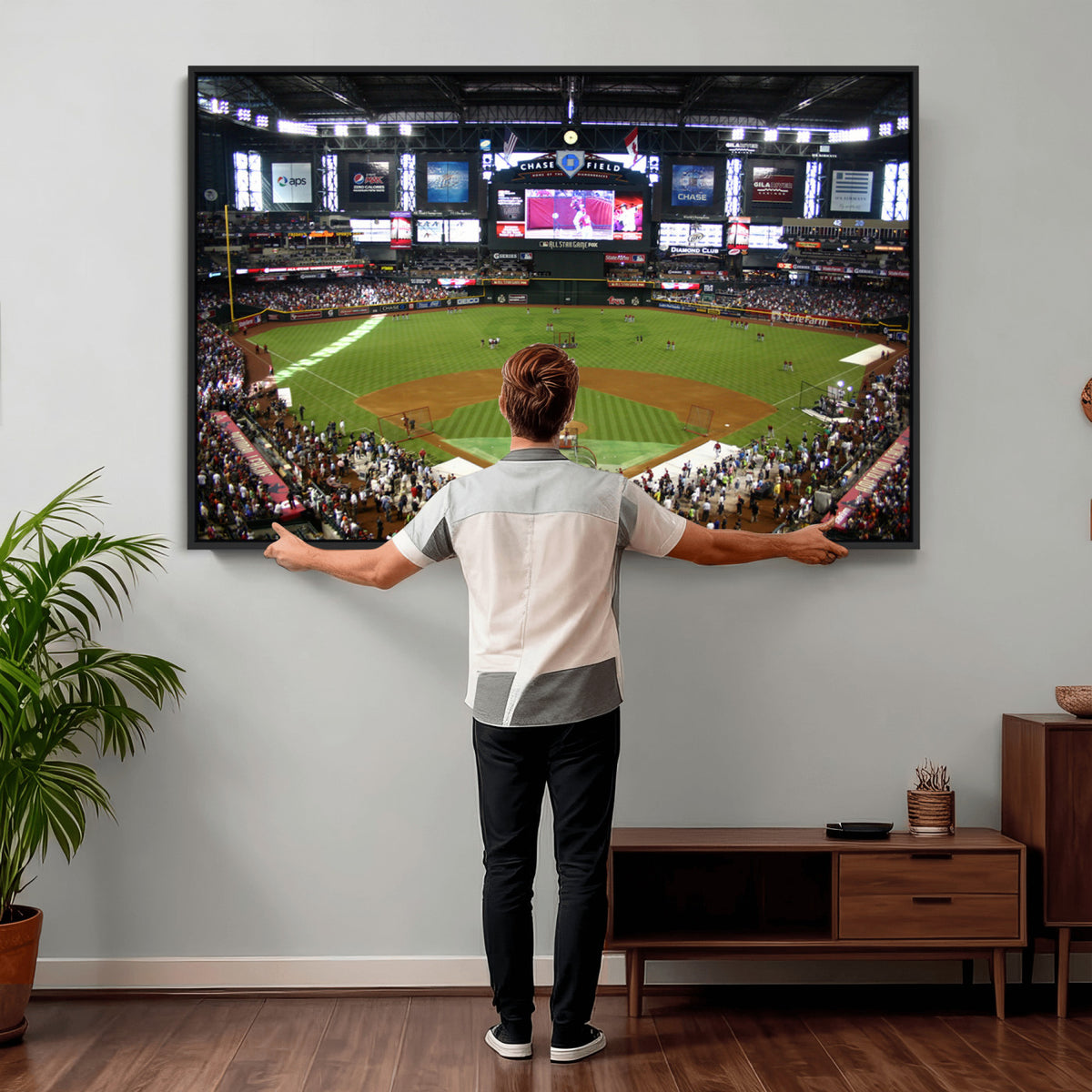 91630-MGV-CV-36X24 - Arizona Diamondbacks Baseball Team Print, Phoenix Chase Field Baseball Stadium Wall Art