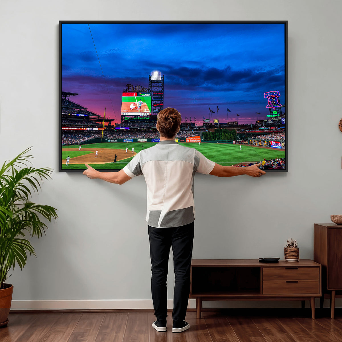 20427-MGV-CV-36X24 - Philadelphia Phillies Baseball Team Print, Citizens Bank Park, Extra Large Game Room Wall Decor