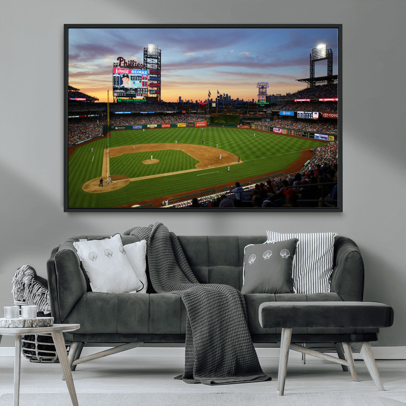 MGV-FC-36X24 - Citizens Bank Park Philadelphia Phillies Wall Art Canvas | 3-Panel Canvas Print of Phillies Stadium