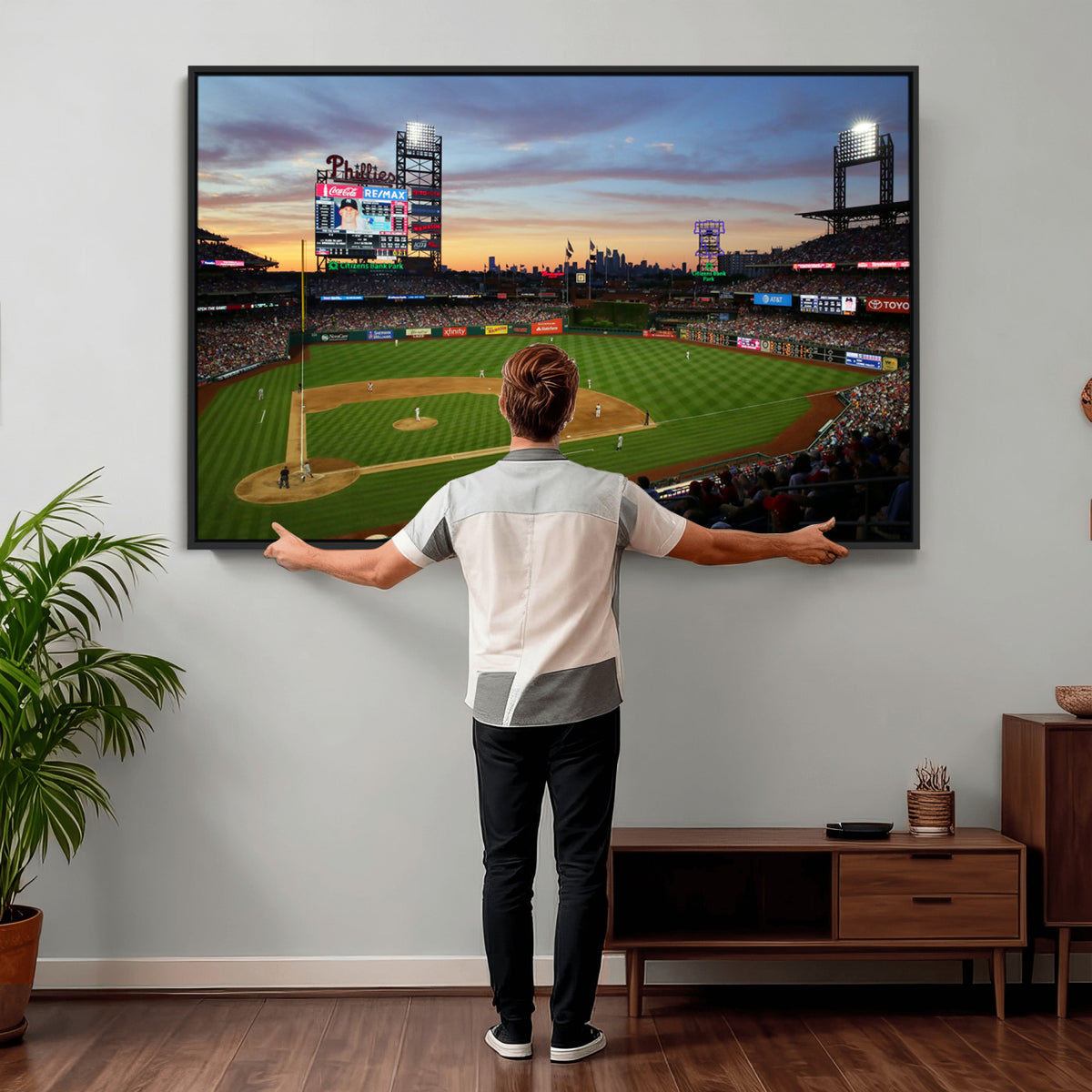 13778-MGV-CV-36X24 - Citizens Bank Park Philadelphia Phillies Wall Art Canvas | 3-Panel Canvas Print of Phillies Stadium