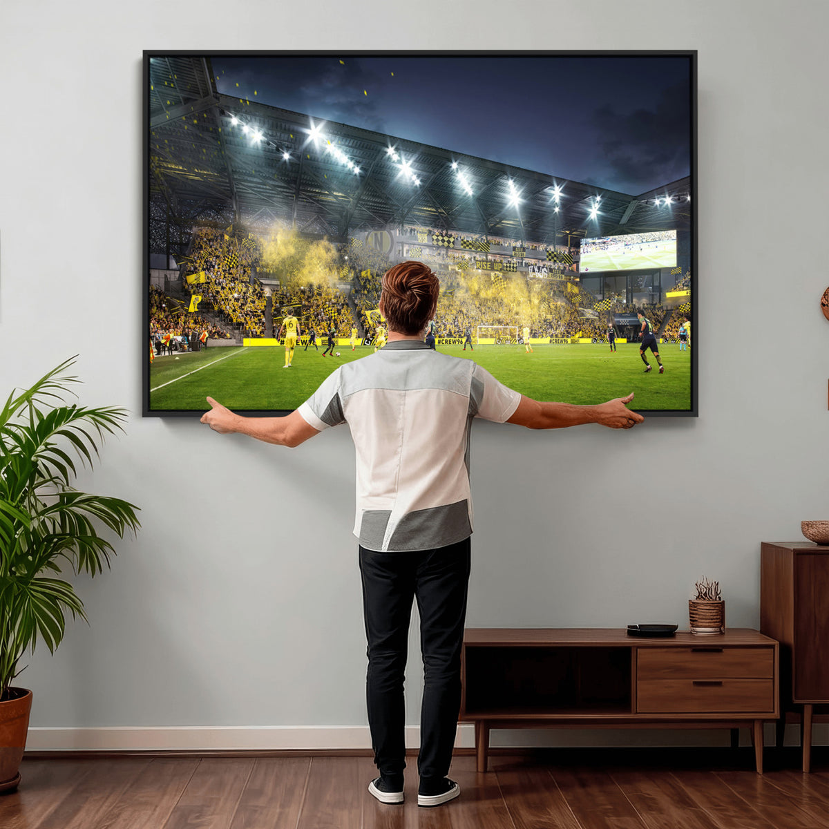 65820-MGV-CV-36X24 - Columbus Crew Stadium Match Triple Canvas Wall Art - Dynamic MLS Game Scene Canvas Wall Art