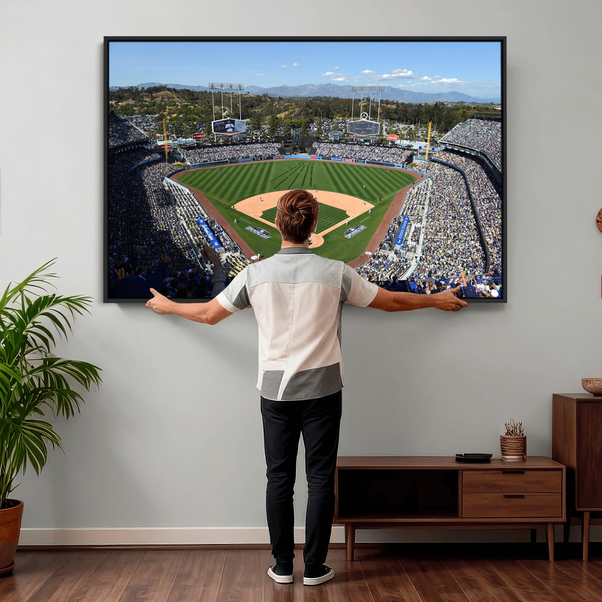 20436-MGV-CV-36X24 - Los Angeles Dodgers Dodger Stadium Wall Art Canvas Print, Framed and Ready to Hang