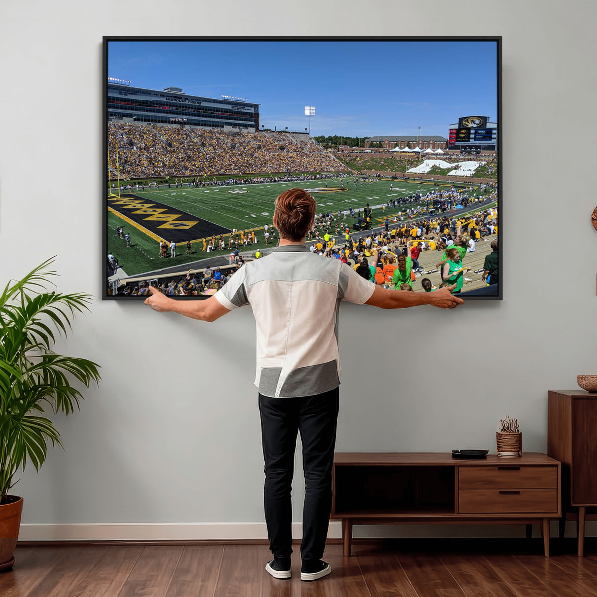 38399-MGV-CV-36X24 - University of Missouri Tigers Football Team Print, Columbia Faurot Field Memorial Stadium Wall Art