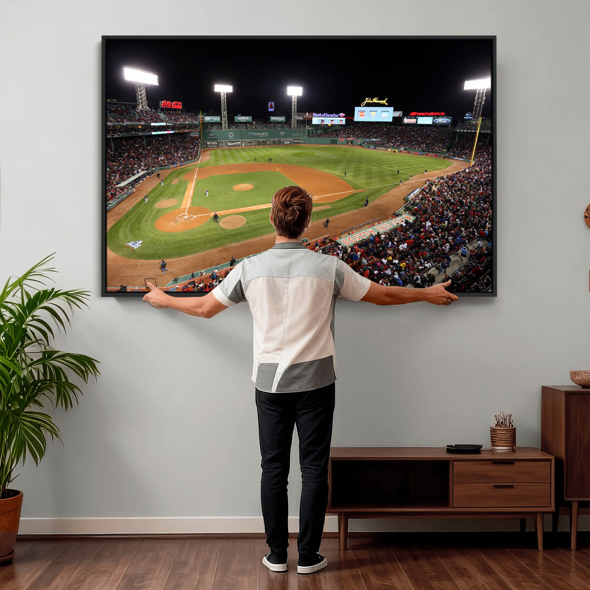 41158-MGV-CV-36X24 - Boston Red Sox Baseball Team Print, Massachusetts Fenway Park Stadium Wall Art