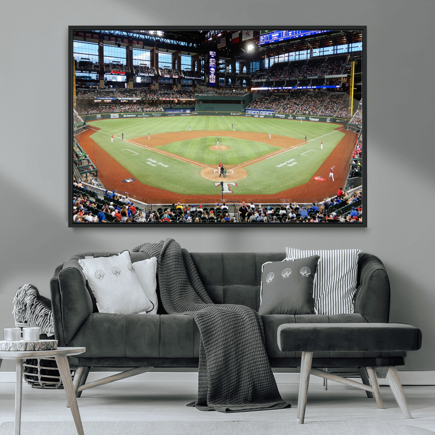 MGV-FC-36X24 - Texas Rangers Baseball Team Print - Arlington Globe Life Field Stadium Canvas Print Wall Art