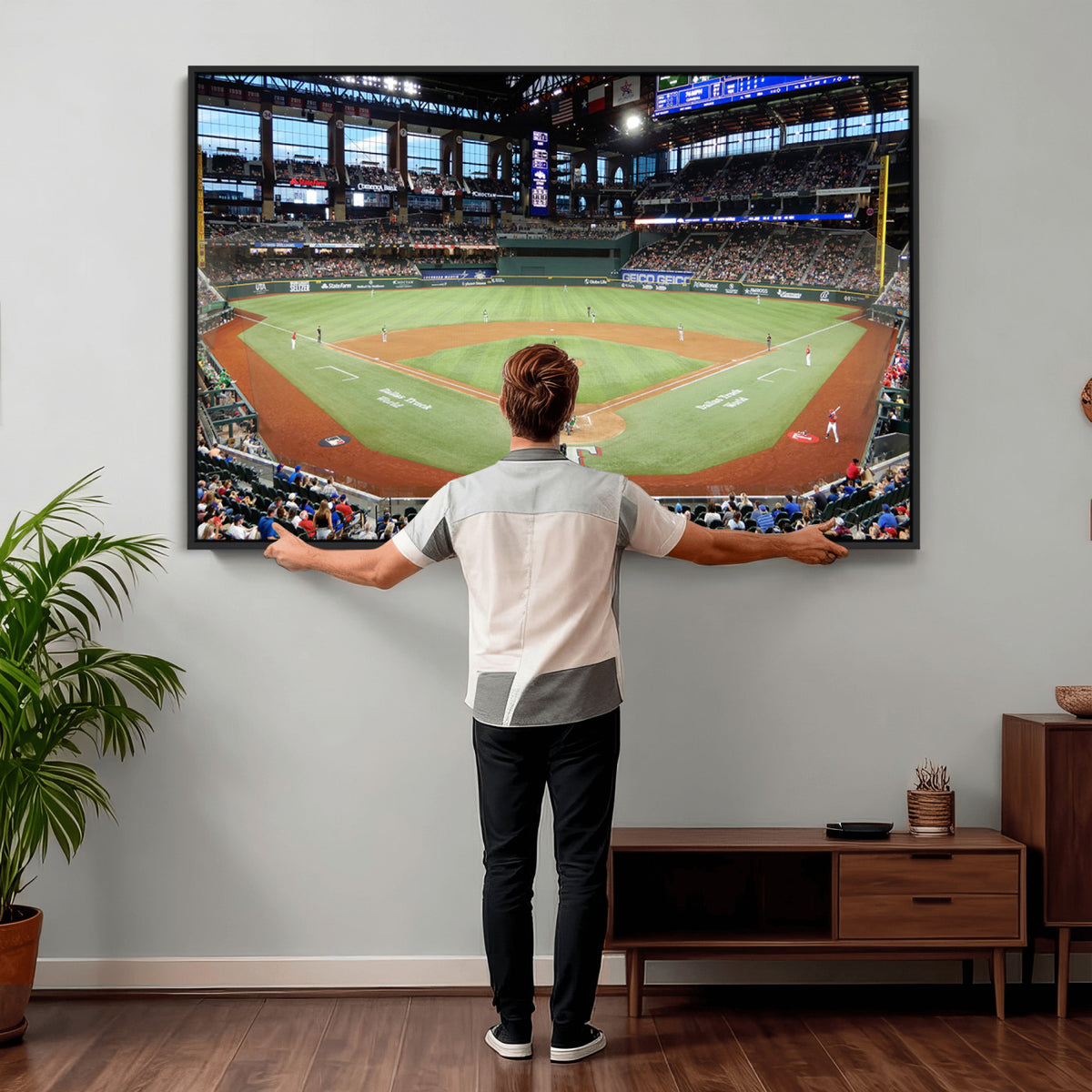 78468-MGV-CV-36X24 - Texas Rangers Baseball Team Print, Arlington Globe Life Field Stadium Wall Art