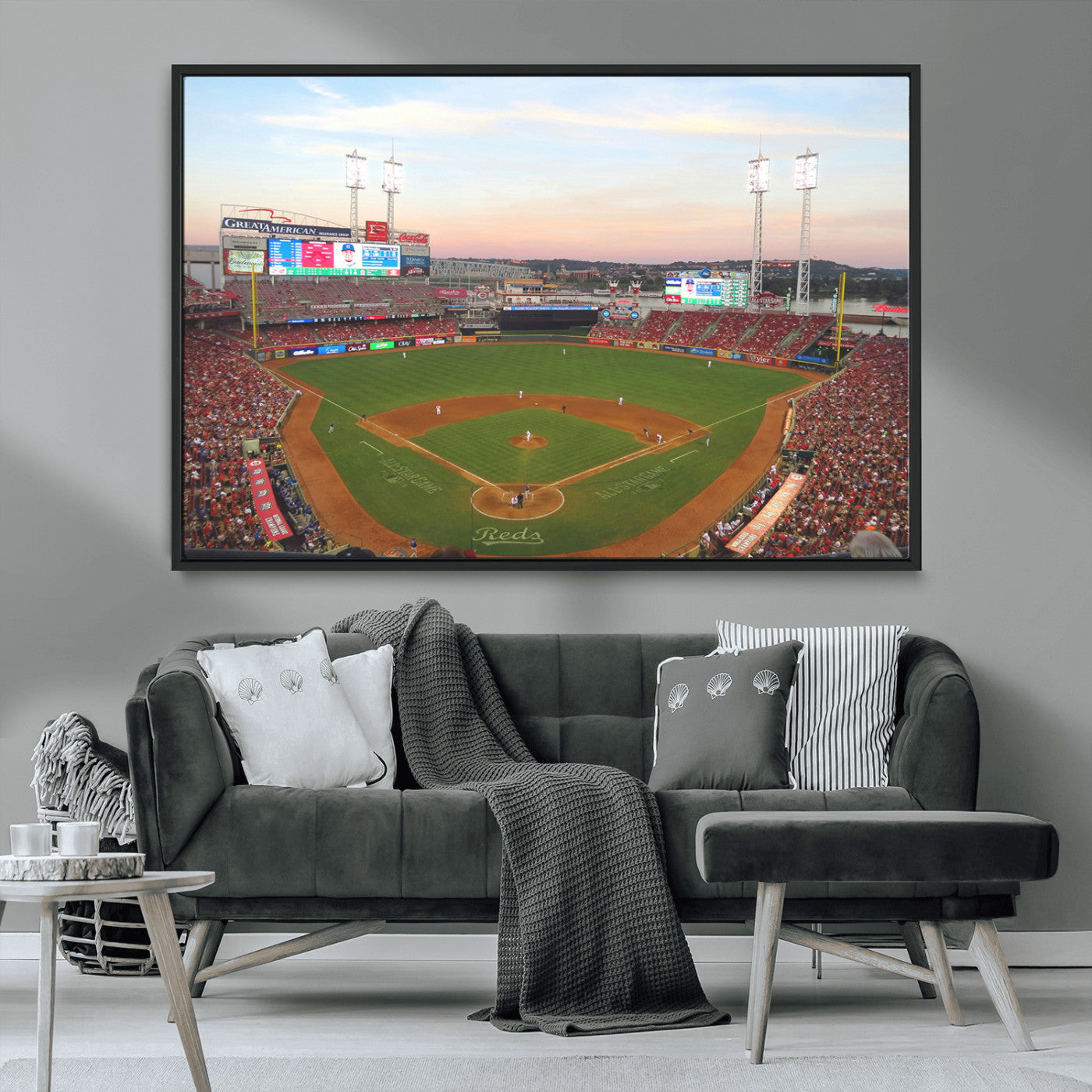 MGV-FC-36X24 - Cincinnati Reds Baseball Print Canvas- Cincinnati Great American Ball Park Stadium Wall Art Canvas