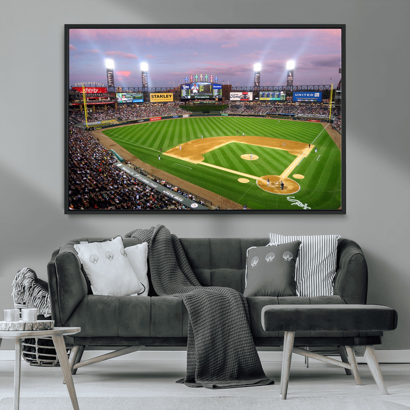 MGV-FC-36X24 - Chicago White Sox Baseball Team Print Canvas- Guaranteed Rate Field Stadium Wall Art Canvas Print