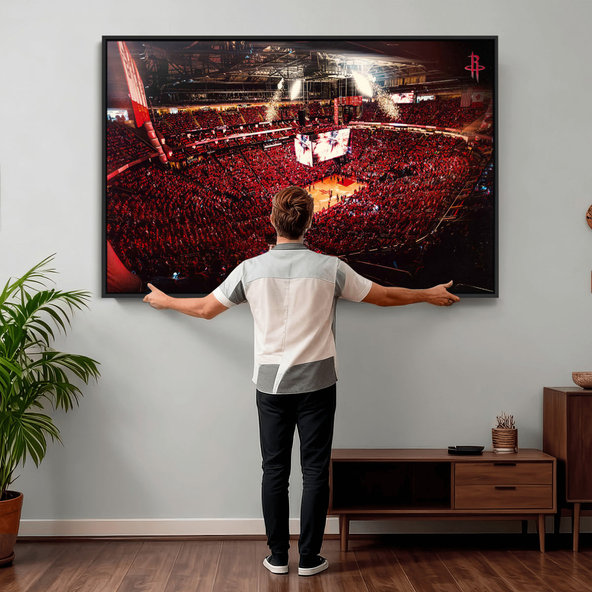 91527-MGV-CV-36X24 - Houston Rockets Basketball Team Print Canvas, Houston Toyota Center Arena Wall Art