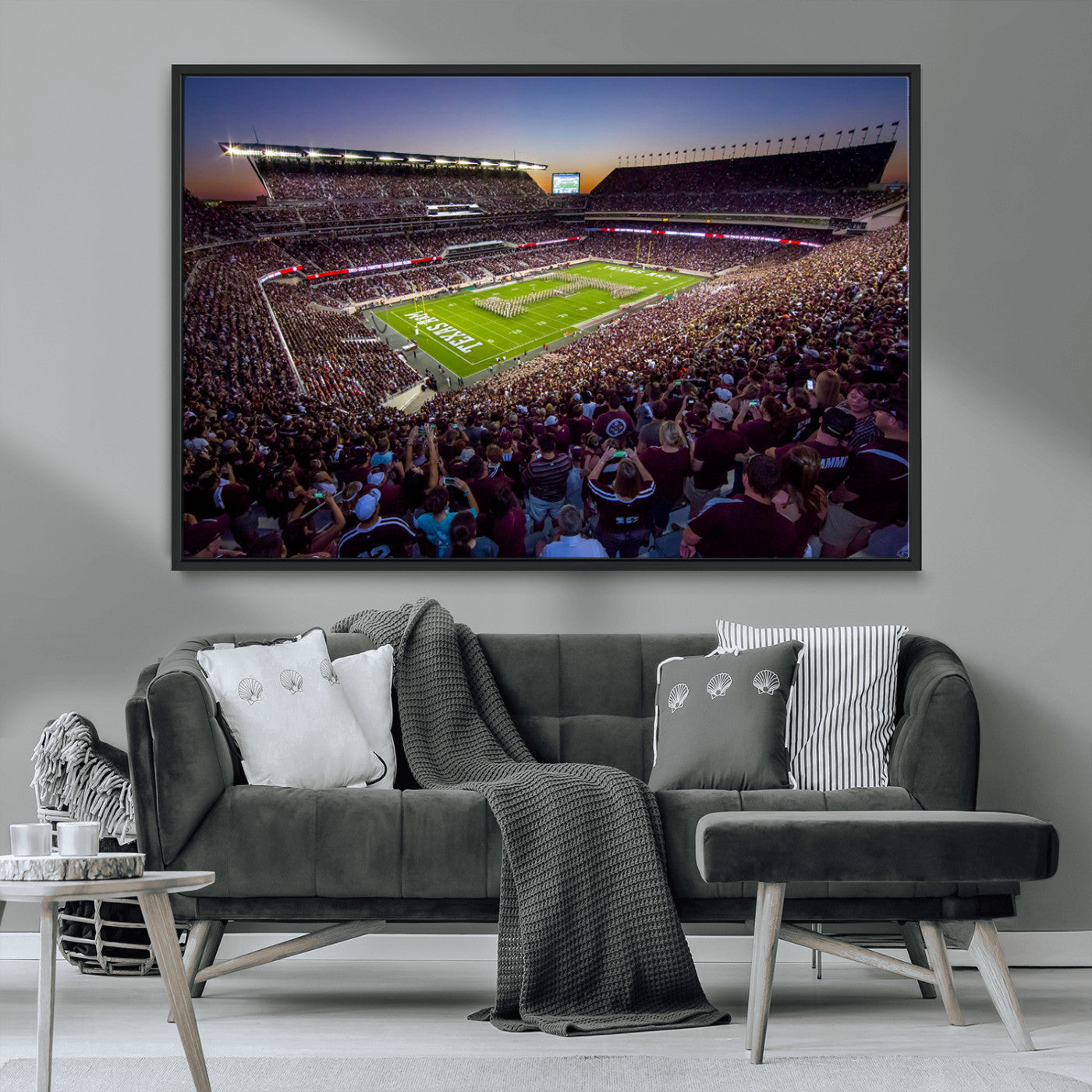MGV-FC-36X24 - Texas A&M University Aggies Football Team Print - College Station Kyle Field Stadium Wall Art Canvas