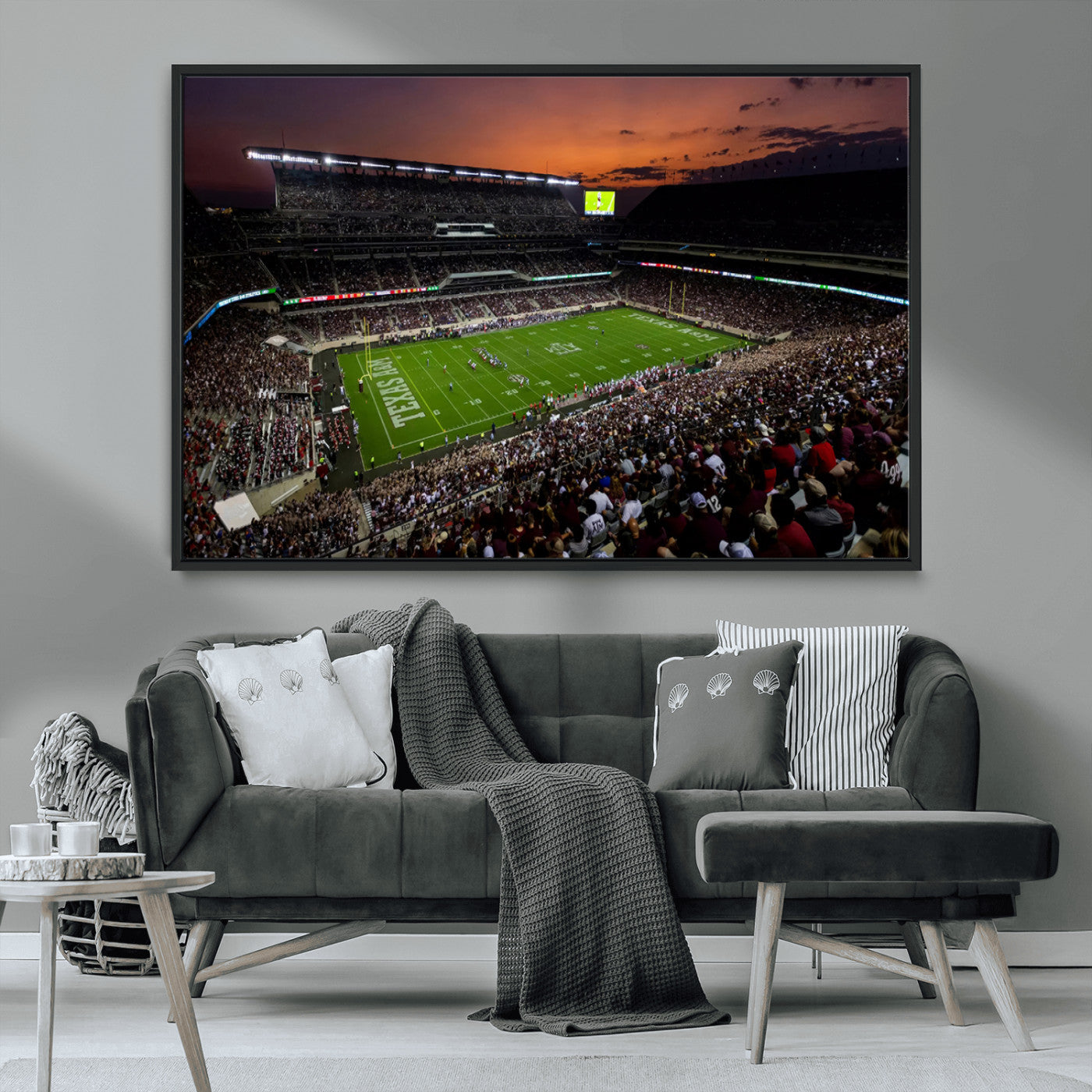 MGV-FC-36X24 - Texas A&M Aggies Football Team Print - College Station Kyle Field Stadium Wall Art Canvas Print